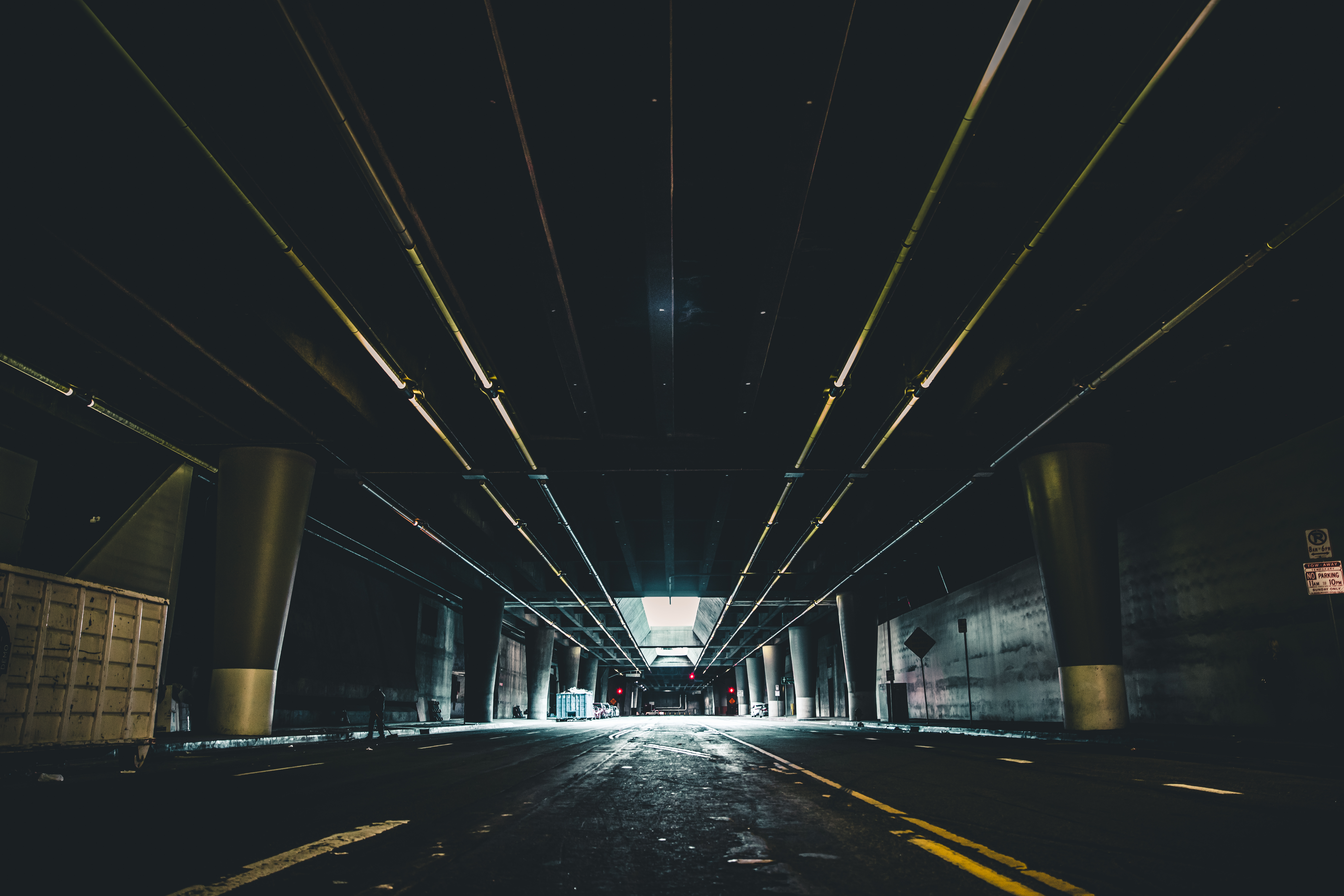 dark, underground, building, parking
