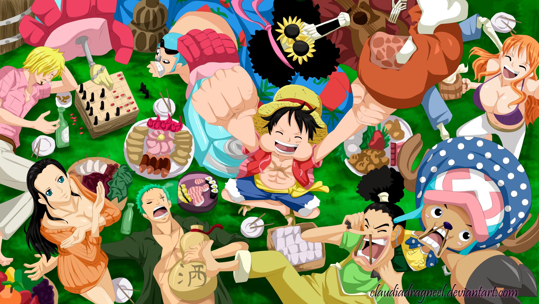 Baixar papel de parede para celular de Brook (One Piece), Franky (One Piece), Nami (One Piece), Nico Robin, Roronoa Zoro, Sanji (One Piece), Tony Tony Chopper, Usopp (One Piece), Monkey D Luffy, One Piece, Anime gratuito.
