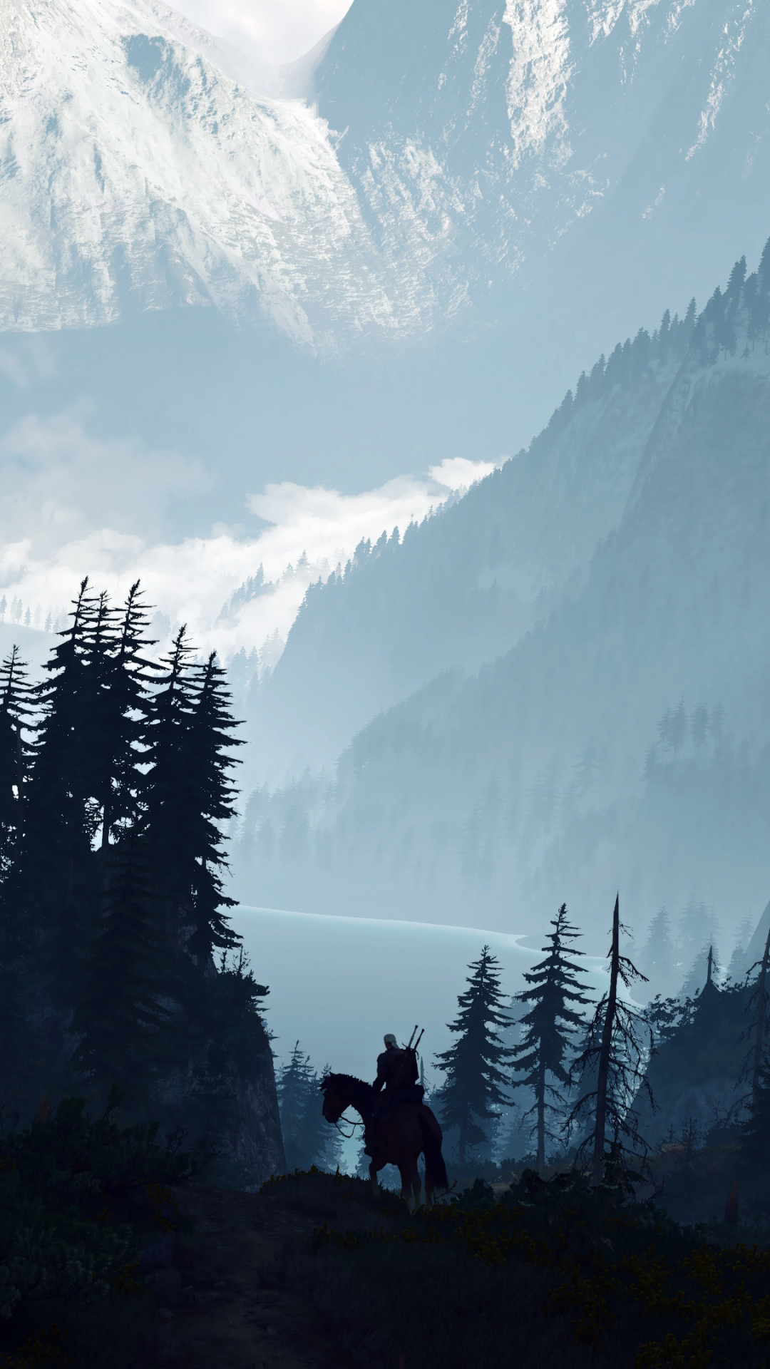 Handy-Wallpaper Landschaft, Berg, Gebirge, Computerspiele, Der Hexer, Geralt Von Riva, The Witcher 3: Wild Hunt kostenlos herunterladen.