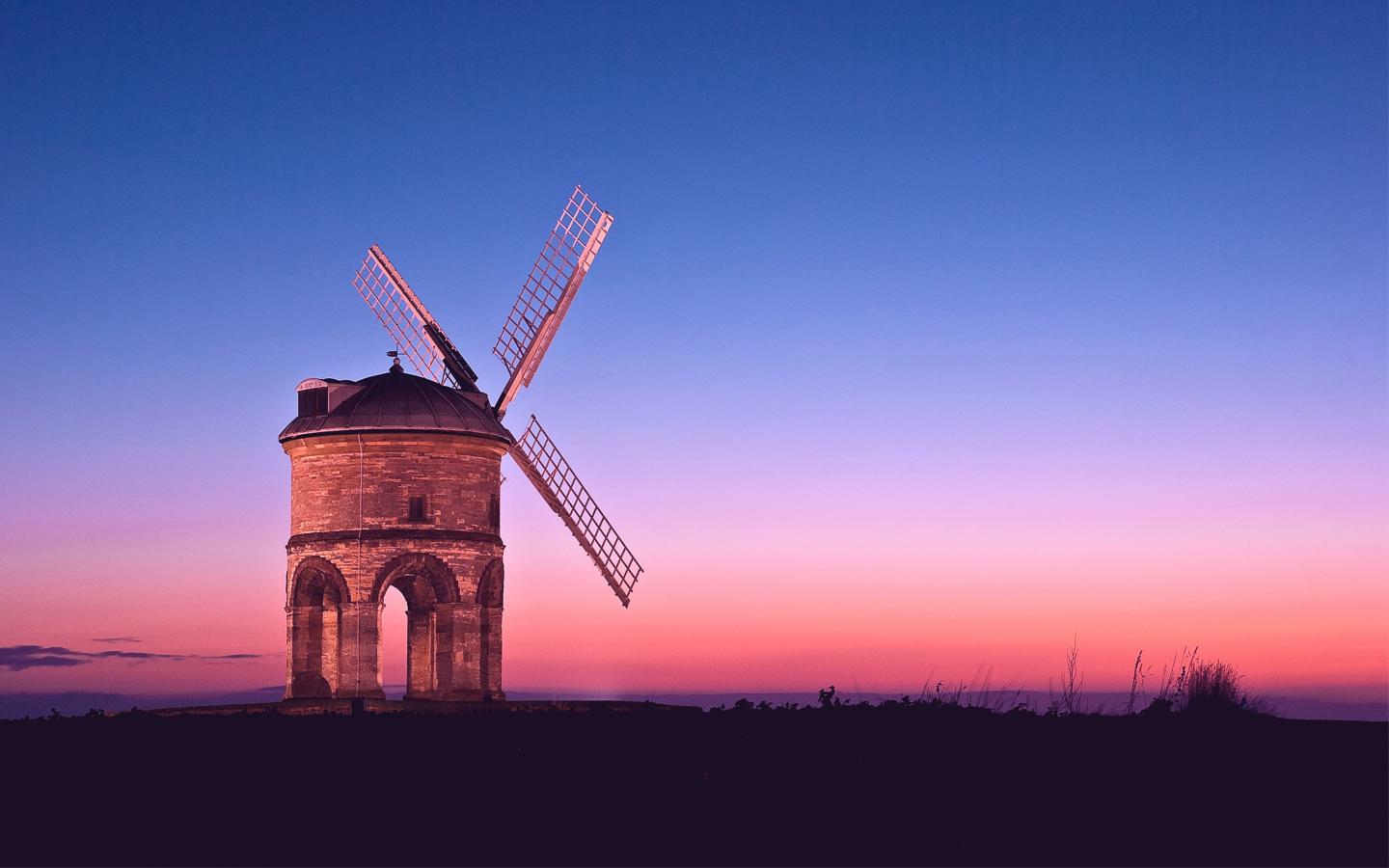 Free download wallpaper Sunset, Windmill, Man Made on your PC desktop