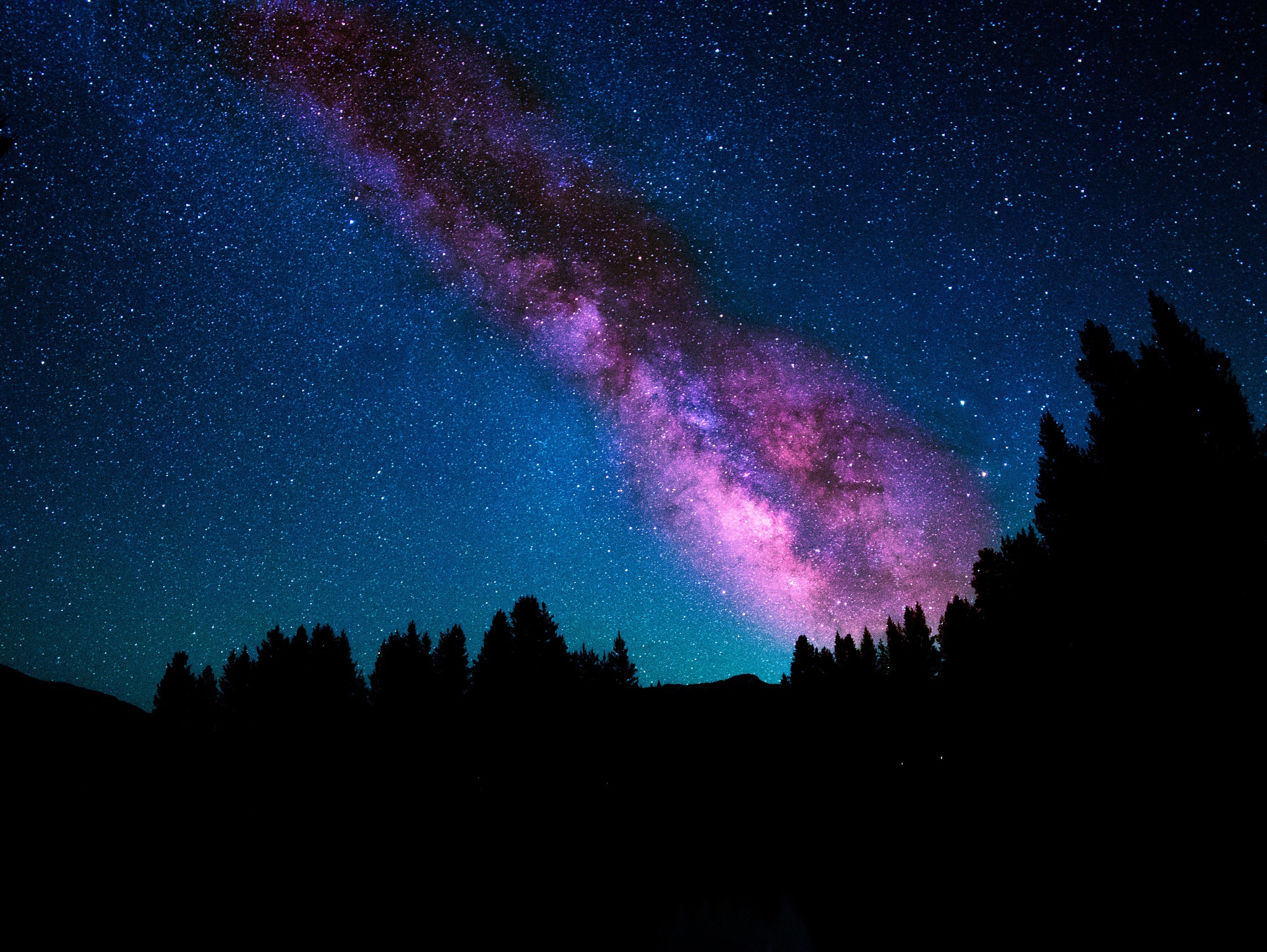 Скачать обои бесплатно Природа, Небо, Звезды, Ночь, Силуэт, Звездное Небо, Млечный Путь, Научная Фантастика картинка на рабочий стол ПК