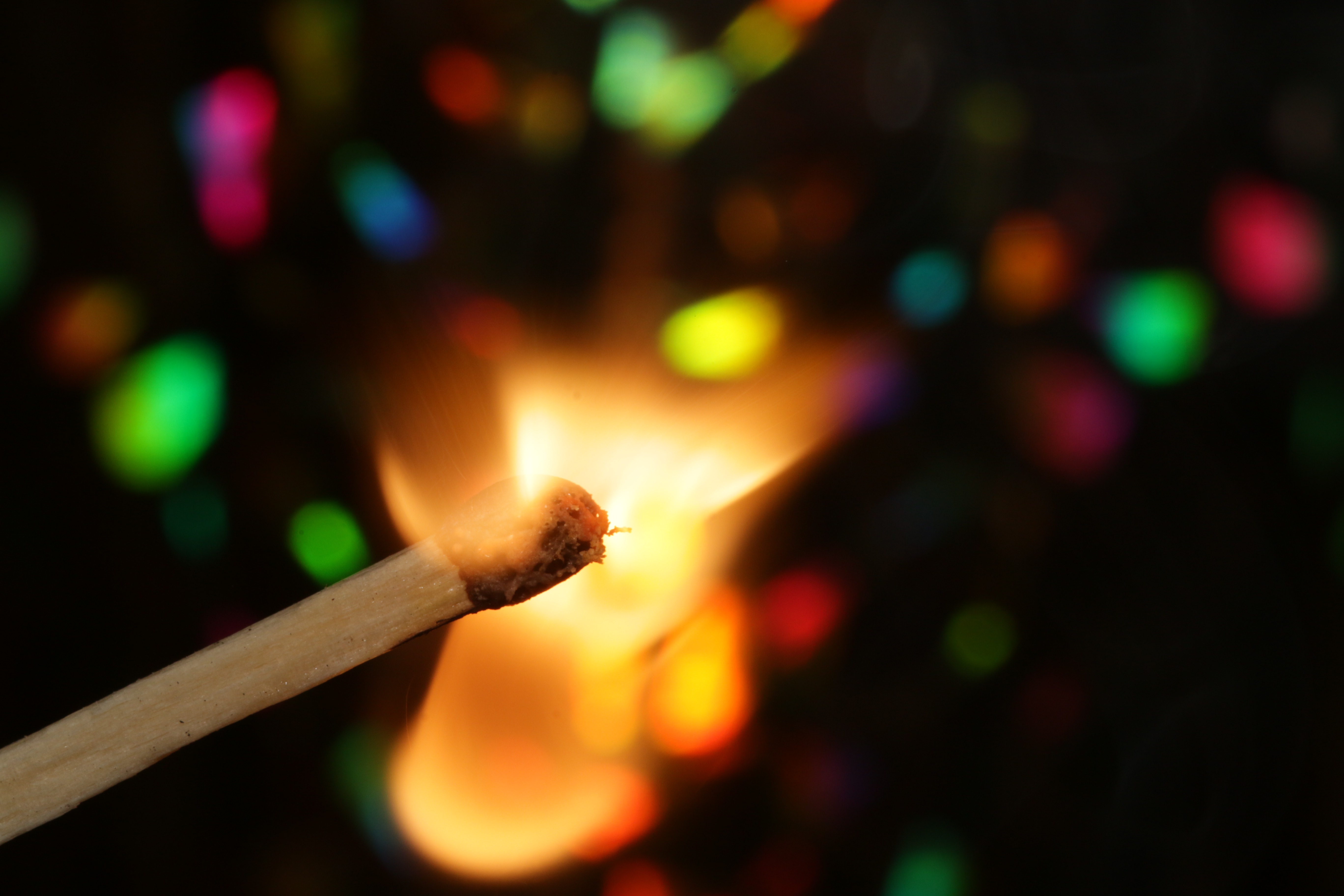 photography, match, bokeh, colors, flame