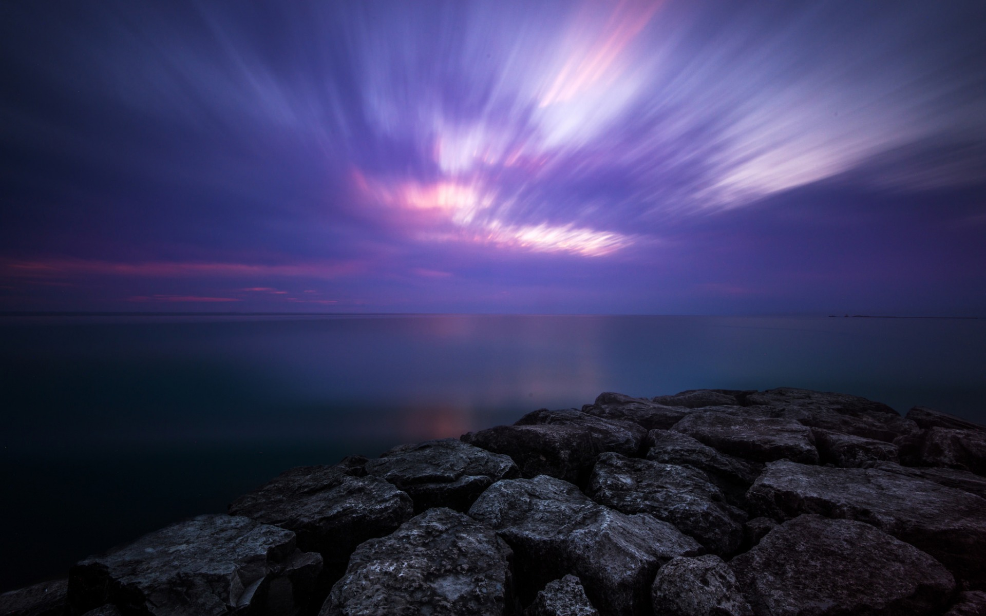 Free download wallpaper Sunset, Sky, Horizon, Ocean, Earth, Purple on your PC desktop