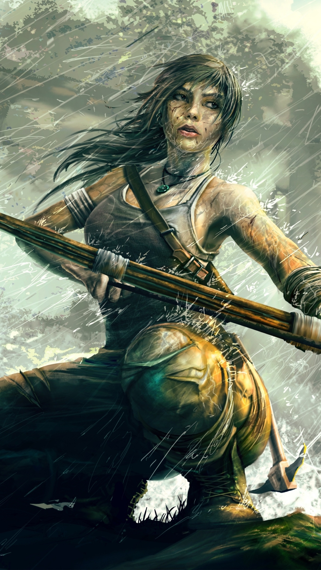 Handy-Wallpaper Tomb Raider, Pfeil, Wolf, Computerspiele, Verneigung, Lara Croft kostenlos herunterladen.