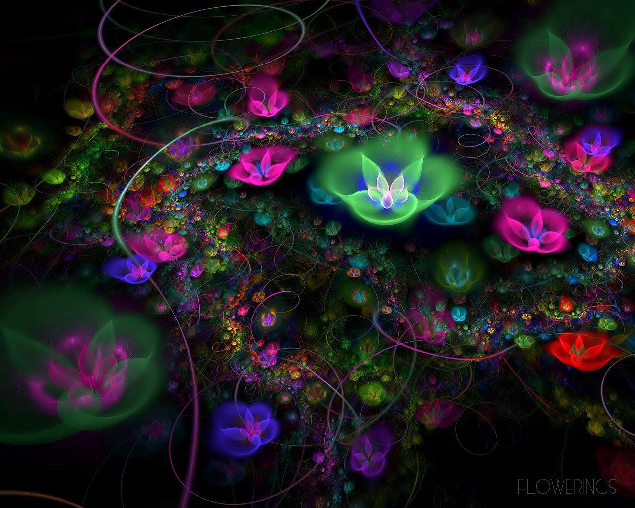 Download mobile wallpaper Bloom, Flowering, Flowers, Bright, Fractal, Abstract for free.