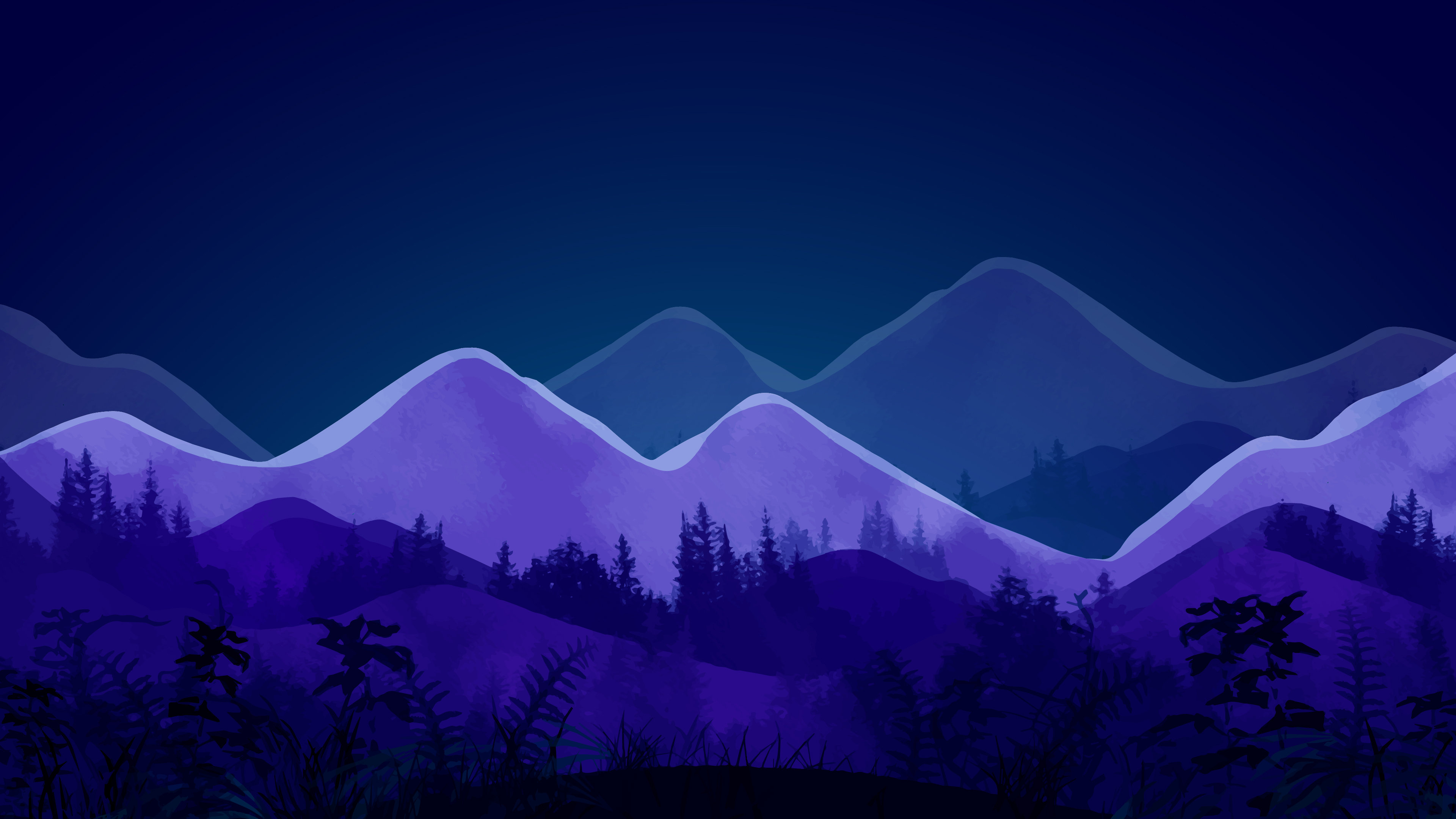 Laden Sie das Berg, Nacht, Minimalistisch, Künstlerisch-Bild kostenlos auf Ihren PC-Desktop herunter