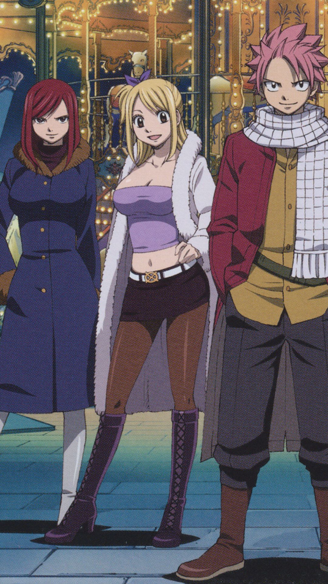 Download mobile wallpaper Anime, Fairy Tail, Lucy Heartfilia, Natsu Dragneel, Erza Scarlet for free.
