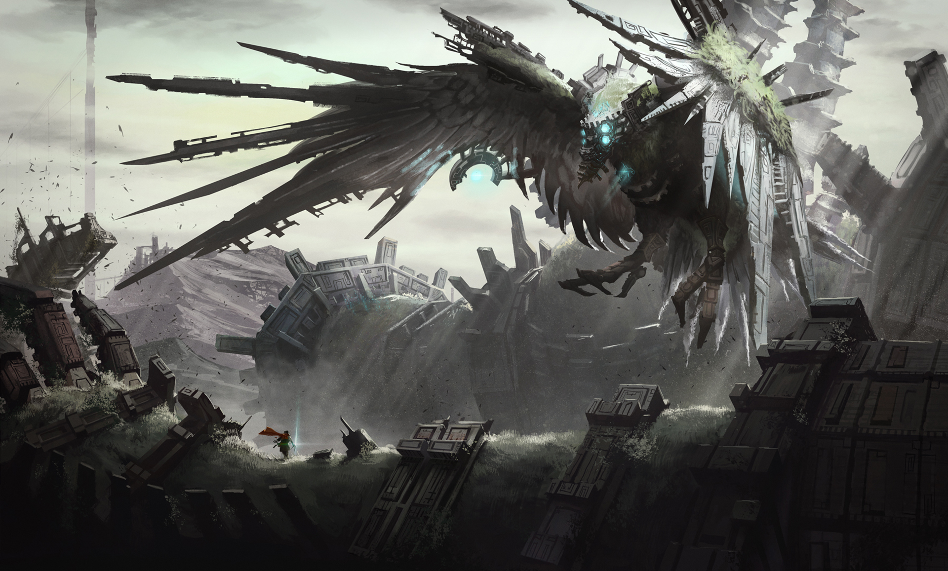 Free download wallpaper Bird, Wings, Warrior, Creature, Steampunk, Video Game, Shadow Of The Colossus on your PC desktop