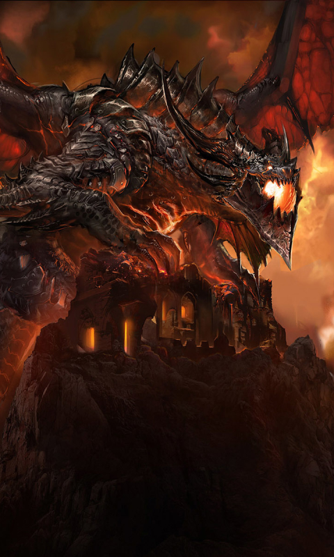 Handy-Wallpaper Feuer, Warcraft, Drachen, Himmel, Computerspiele, World Of Warcraft, Todesschwinge (World Of Warcraft) kostenlos herunterladen.