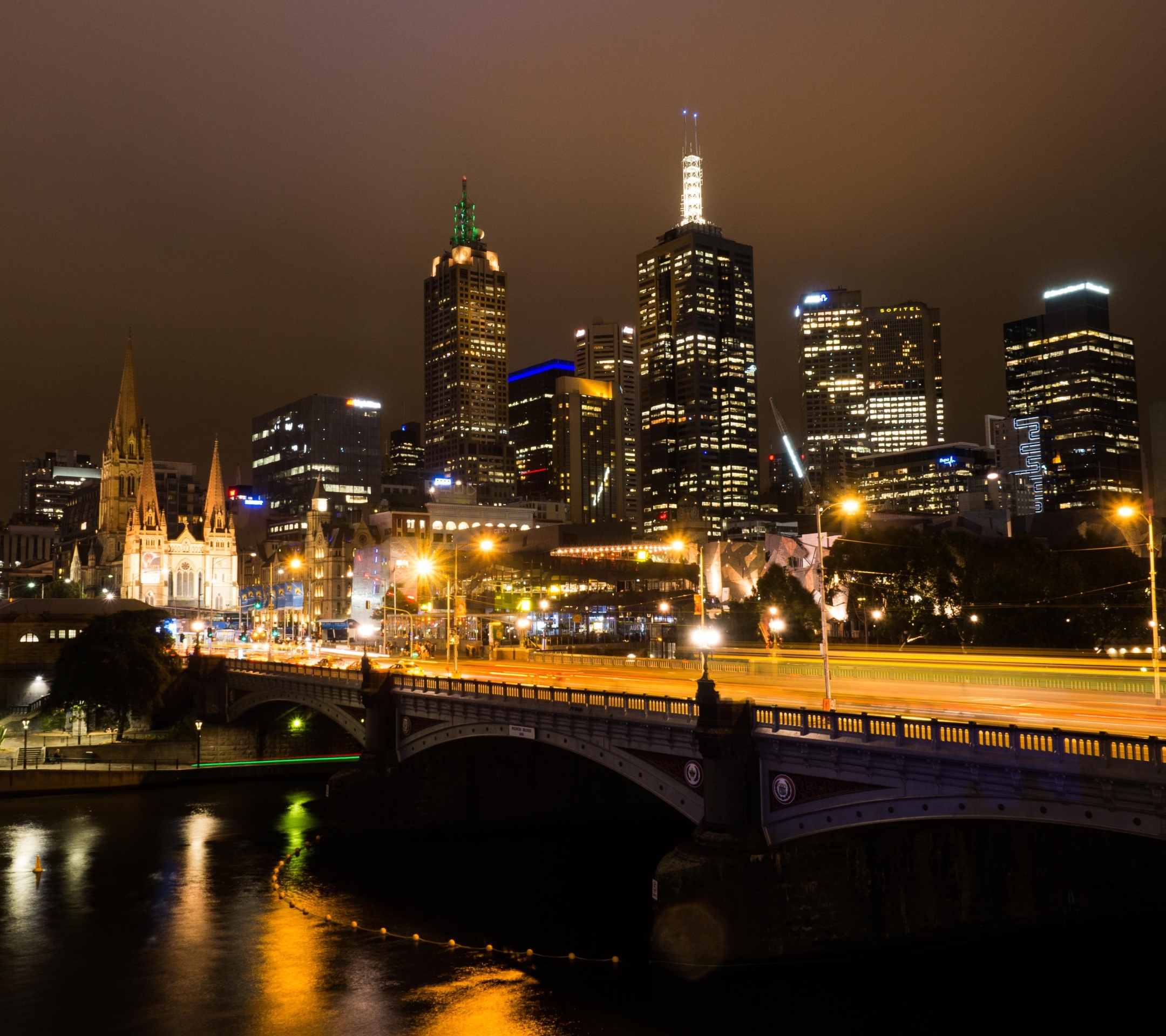PCデスクトップに都市, 橋, 街, 超高層ビル, 建物, 光, オーストラリア, 夜, スカイライン, メルボルン, マンメイド画像を無料でダウンロード