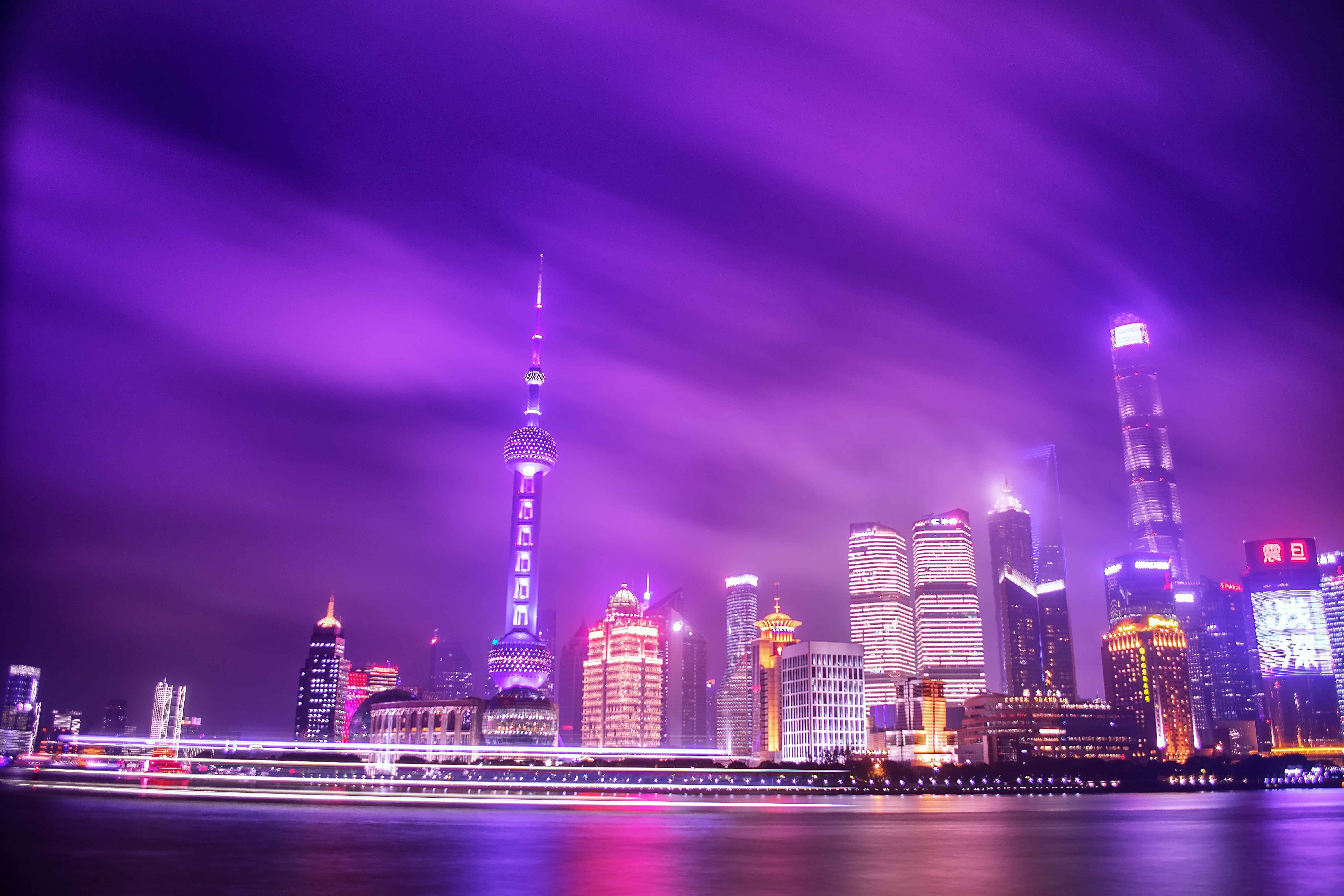 Free download wallpaper Cities, Night, City, Skyscraper, Shanghai, Skyline, Man Made, Oriental Pearl Tower on your PC desktop