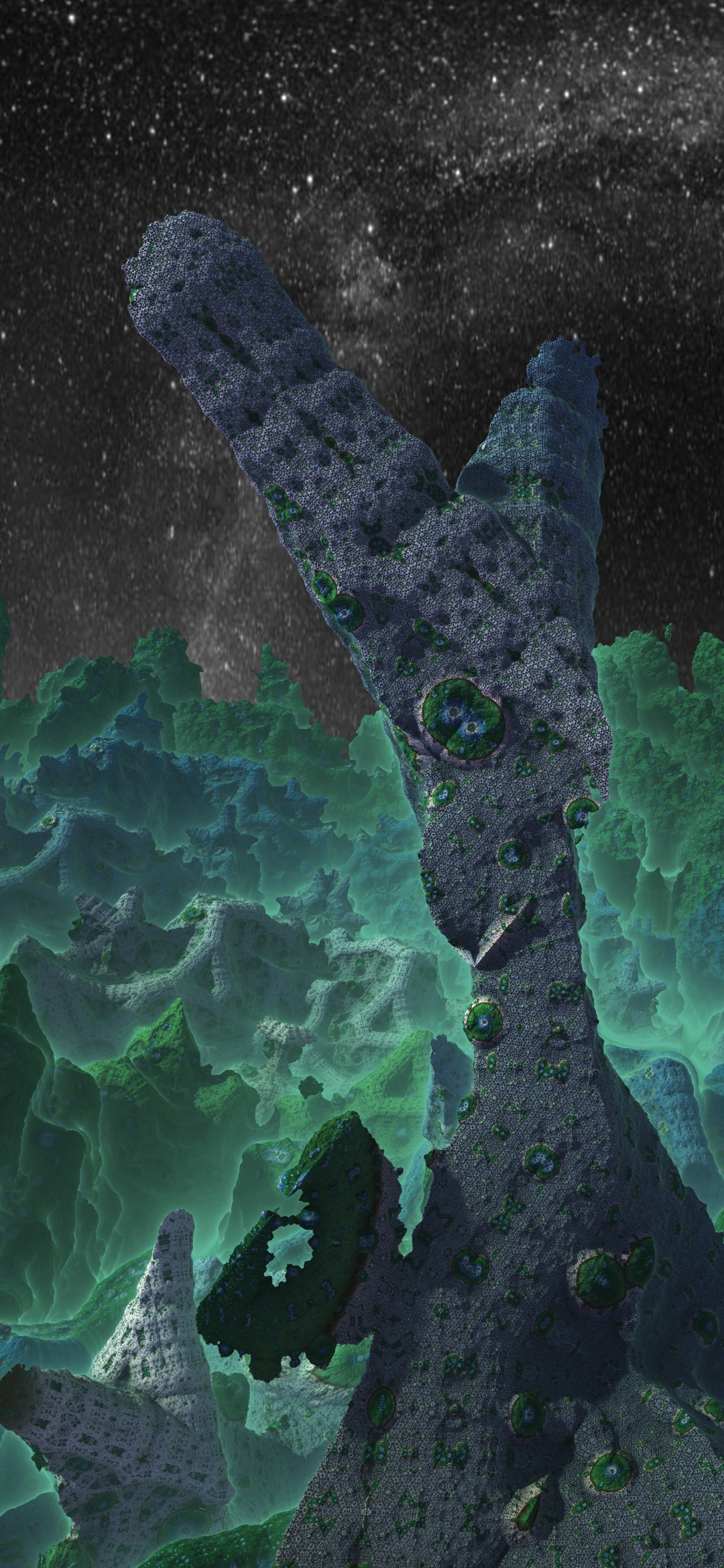Download mobile wallpaper Abstract, Landscape, Night, Mountain, 3D, Fractal, Space, Cgi, Mandelbulb 3D for free.