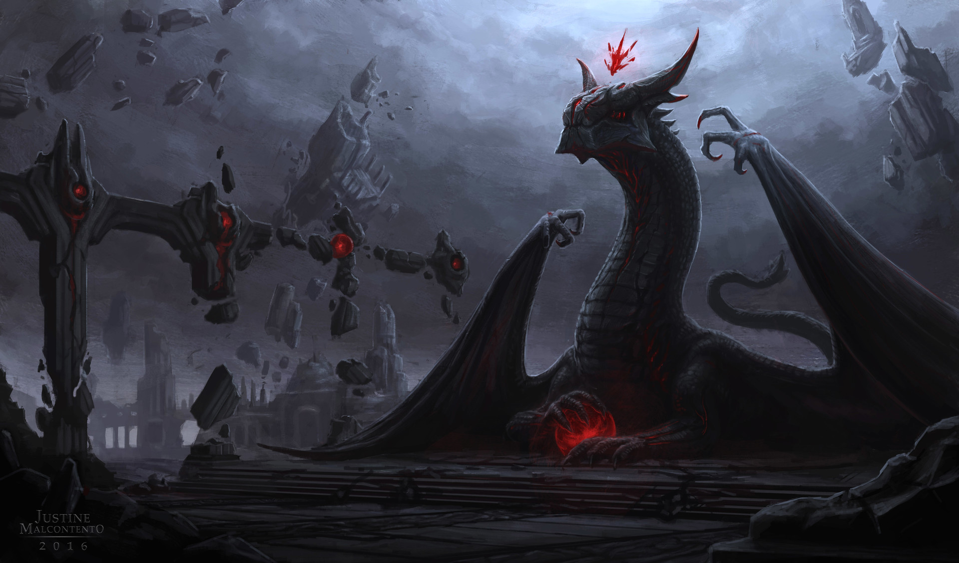 Download mobile wallpaper Fantasy, Dark, Dragon, Creature for free.
