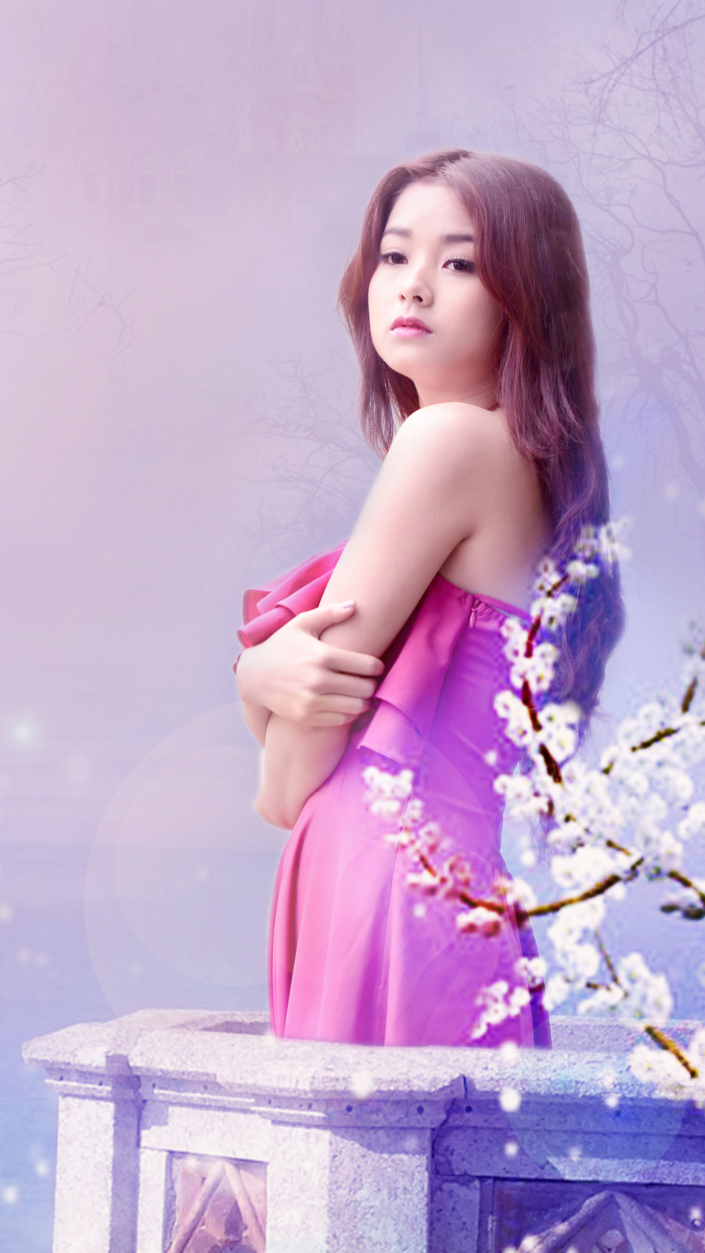 Download mobile wallpaper Spring, Women, Blossom, Asian, Vietnamese for free.