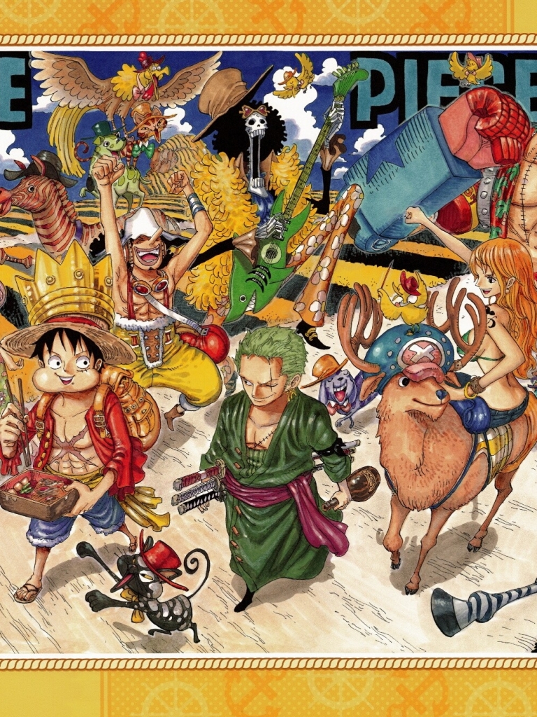 Handy-Wallpaper Animes, One Piece, Tony Tony Chopper, Affe D Luffy, Nami (Einteiler), Sanji (Einteiler), Nico Robin, Franky (Einteiler) kostenlos herunterladen.