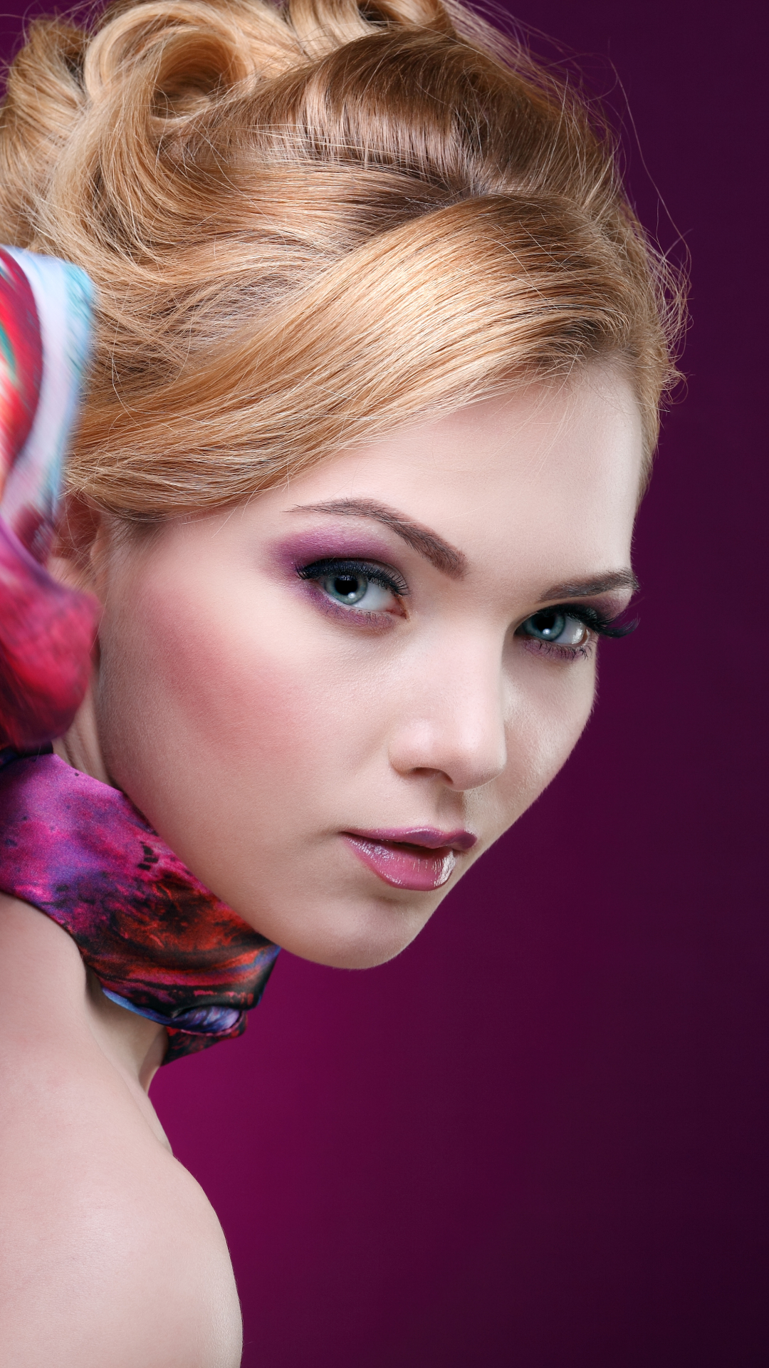 Download mobile wallpaper Mood, Blonde, Face, Model, Women, Blue Eyes, Lipstick for free.