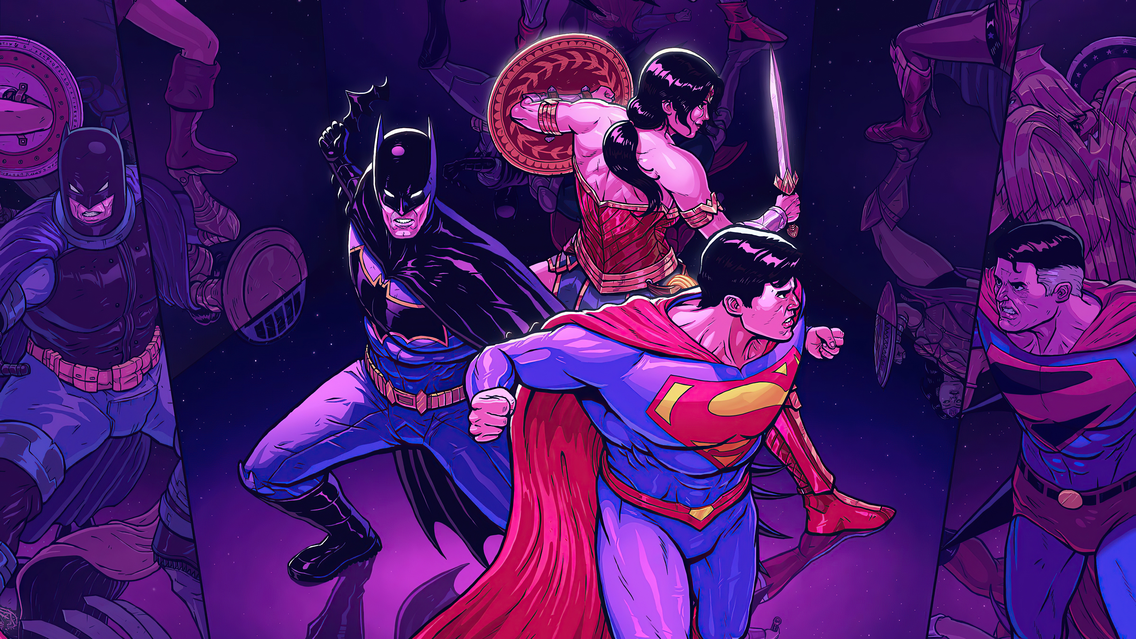 Скачать обои бесплатно Комиксы, Бэтмен, Комиксы Dc, Супермен, Чудо Женщина, Лига Справедливости картинка на рабочий стол ПК