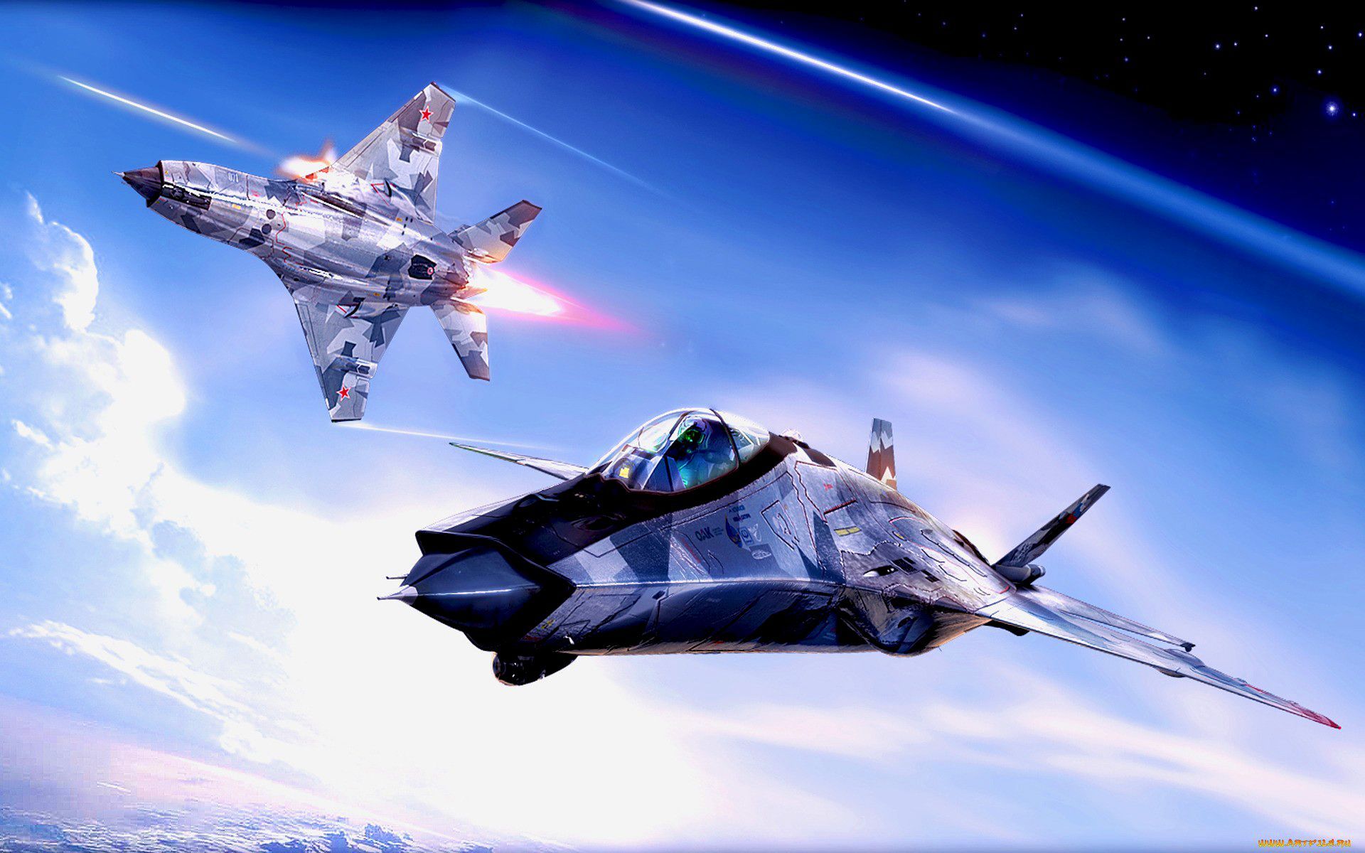 Cool Wallpapers transport, fantasy, universe, airplanes, weapon, blue