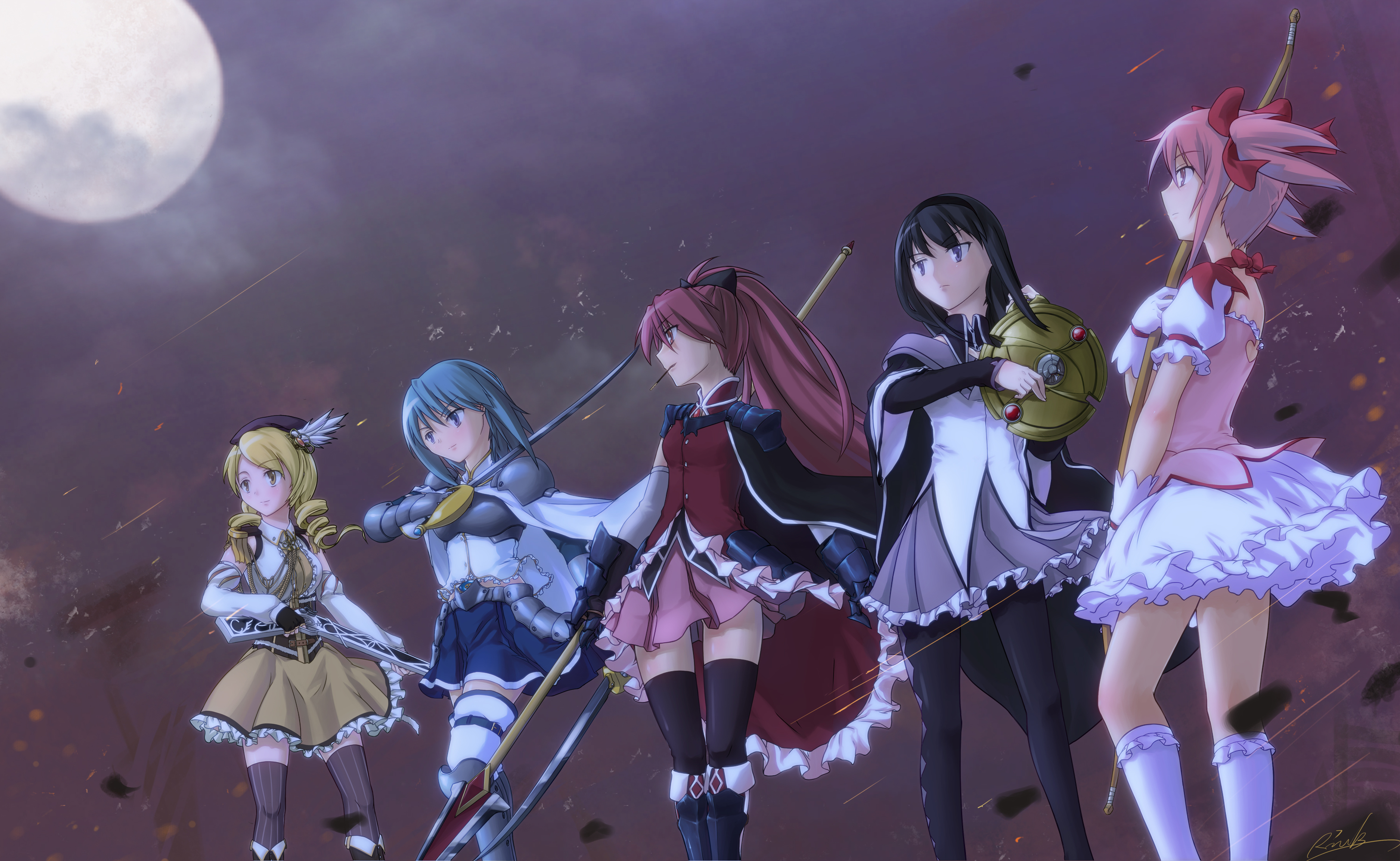 Descarga gratuita de fondo de pantalla para móvil de Kyōko Sakura, Madoka Kaname, Mami Tomoe, Sayaka Miki, Puella Magi Madoka Magica, Homura Akemi, Luna, Animado.