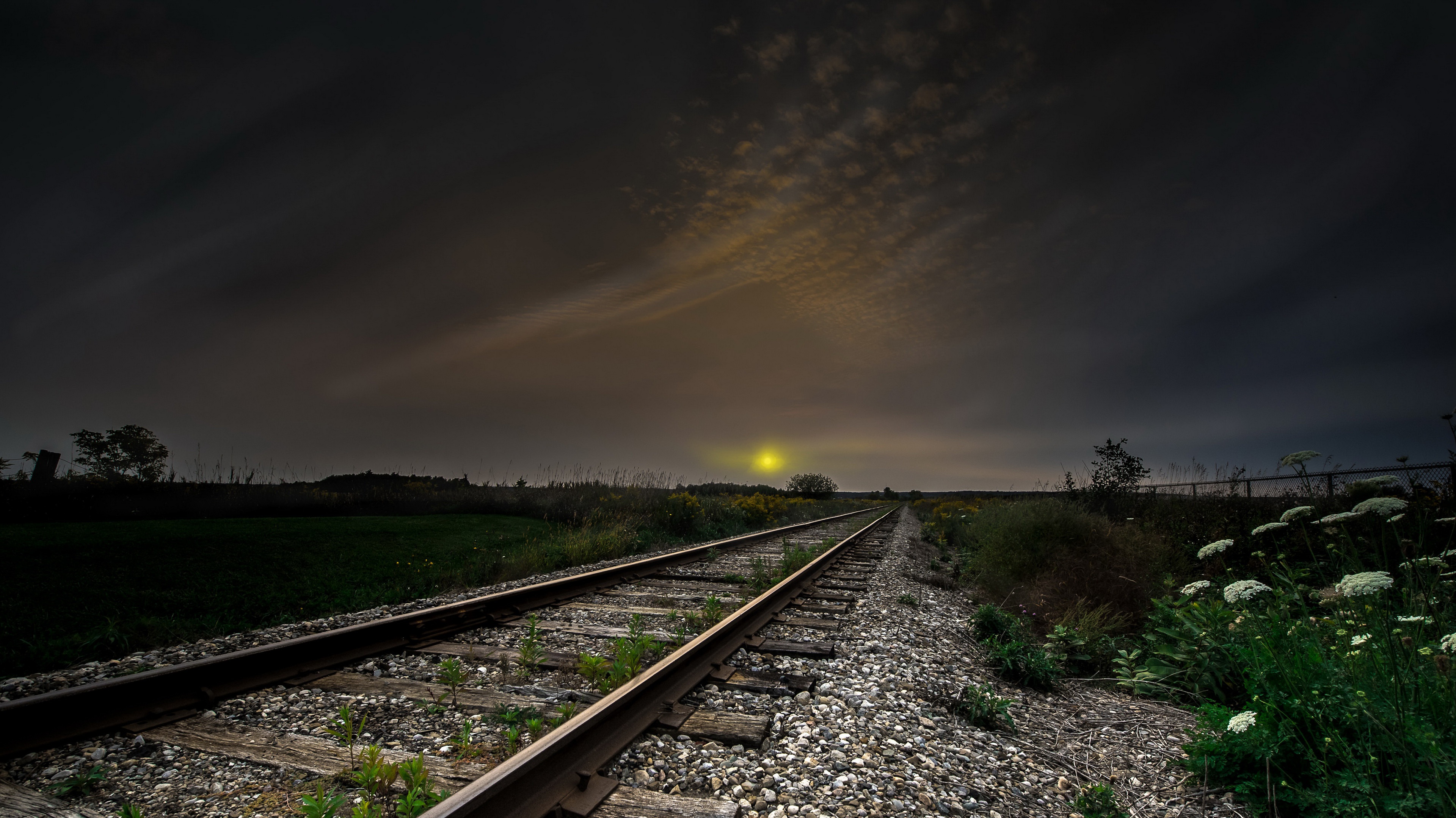 Free download wallpaper Nature, Horizon, Railroad, Man Made on your PC desktop