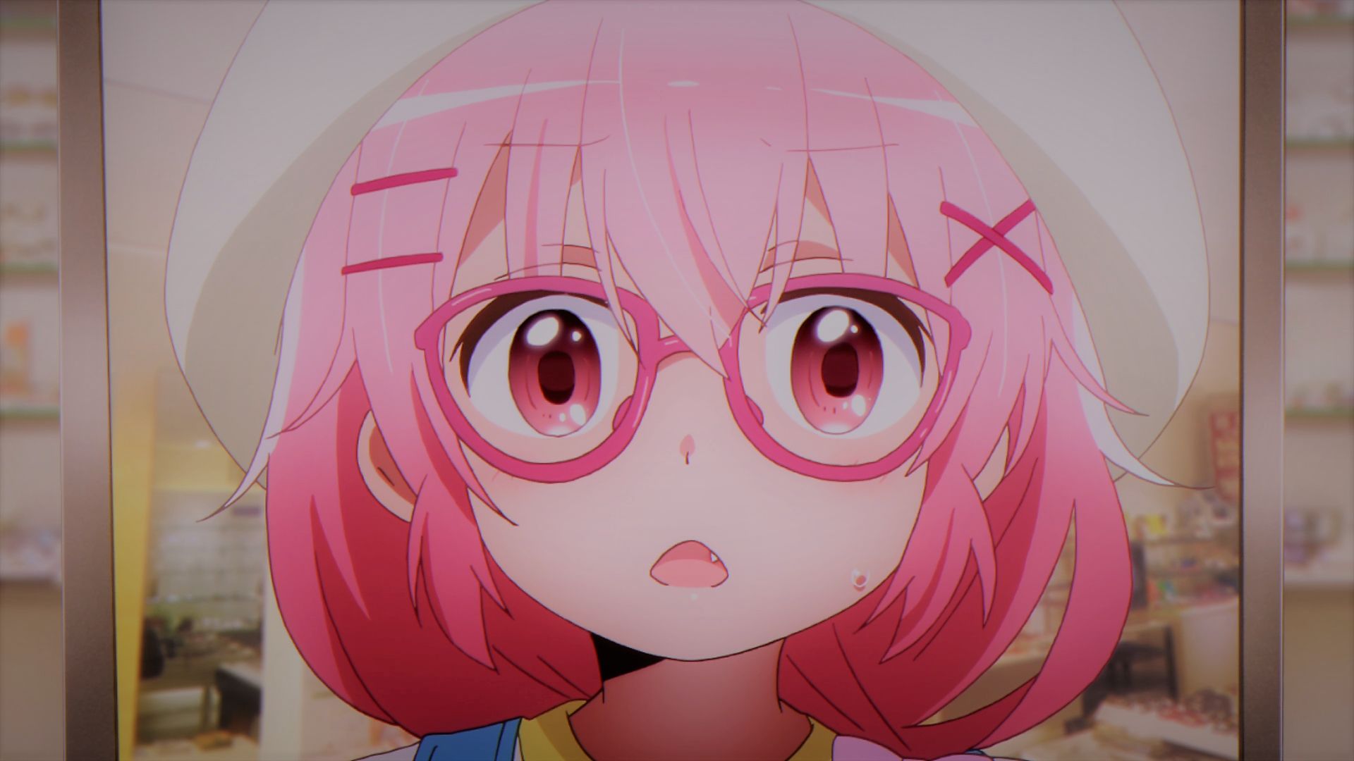 anime, comic girls, face, glasses, kaoruko moeta, pink eyes, pink hair