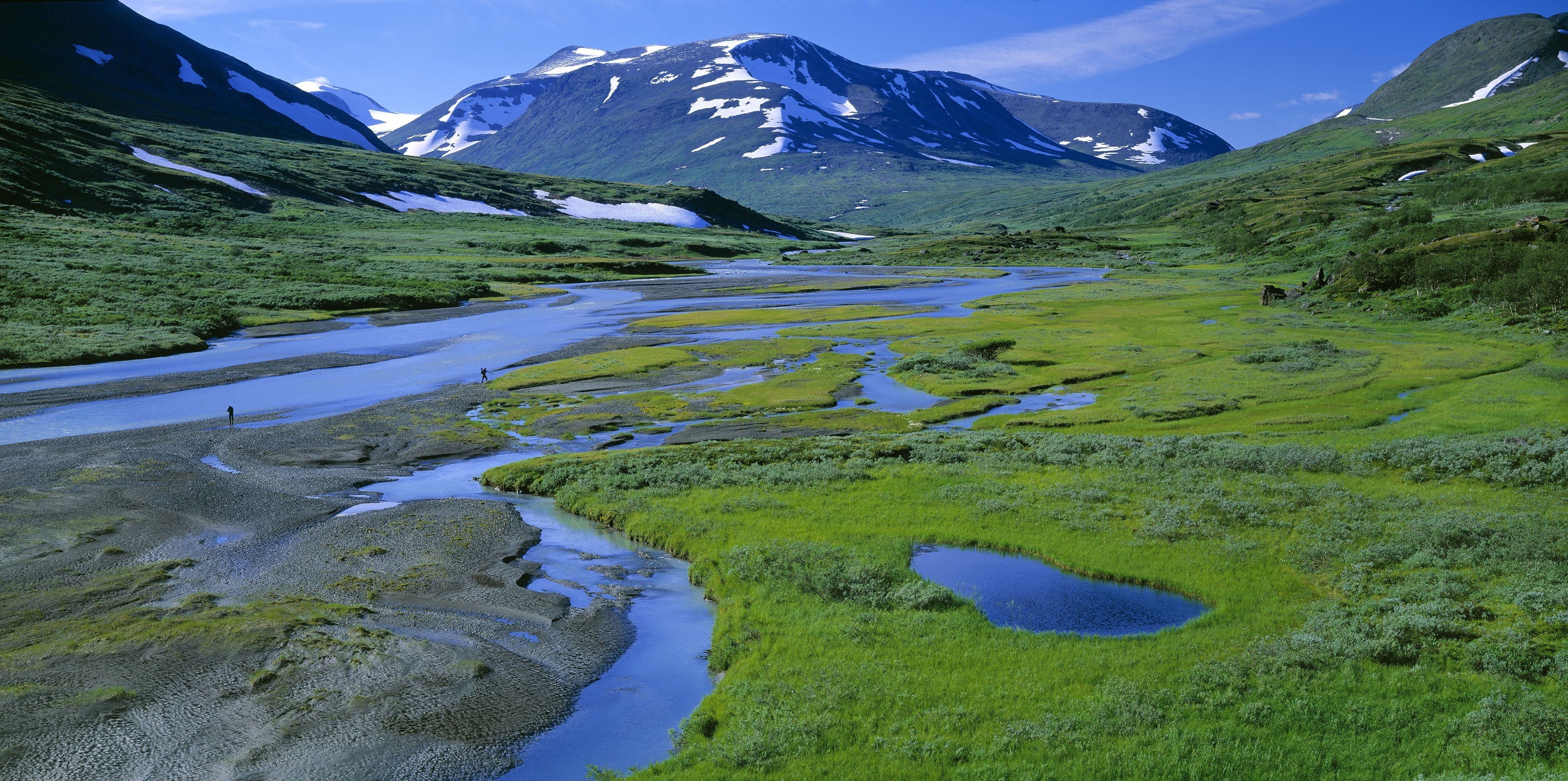 PCデスクトップに夏, 自然, 山脈, 川, 風景画像を無料でダウンロード