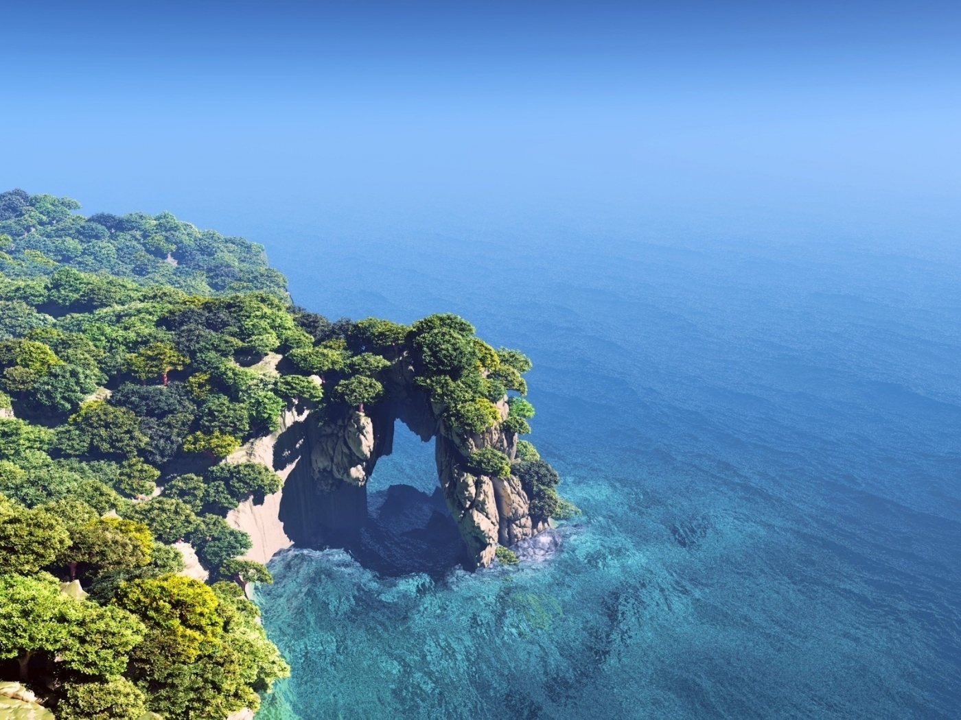 Free download wallpaper Landscape, Trees, Sea, Waves on your PC desktop
