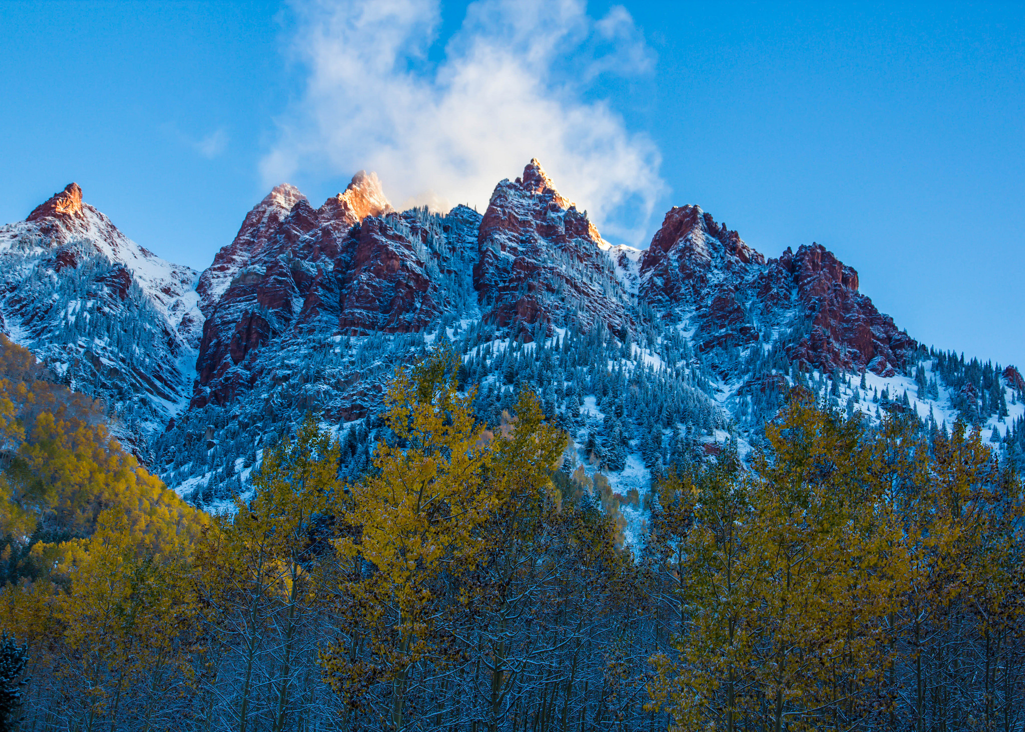 PCデスクトップに冬, 自然, 木, 山, ピーク, 森, 地球, 山岳画像を無料でダウンロード