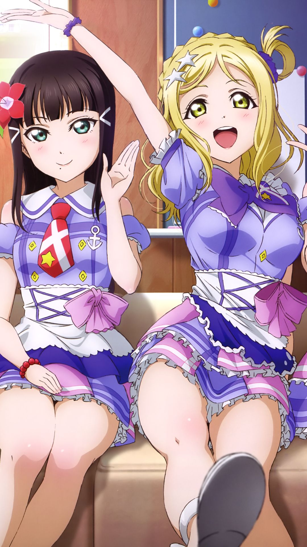 Descarga gratuita de fondo de pantalla para móvil de Animado, ¡ama Vive!, Rabu Raibu Sanshain, Mari Ohara, Dia Kurosawa.