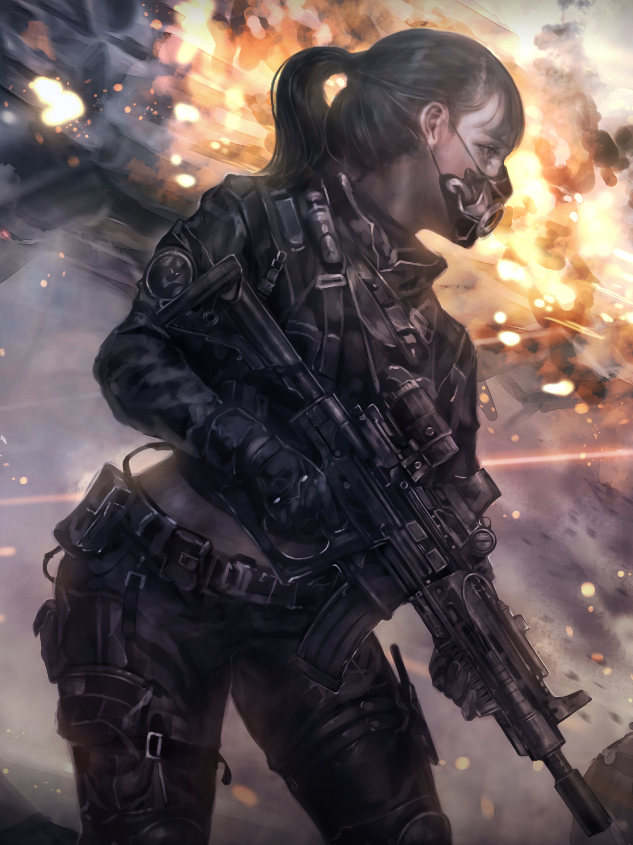 Download mobile wallpaper Anime, Original, Gun for free.