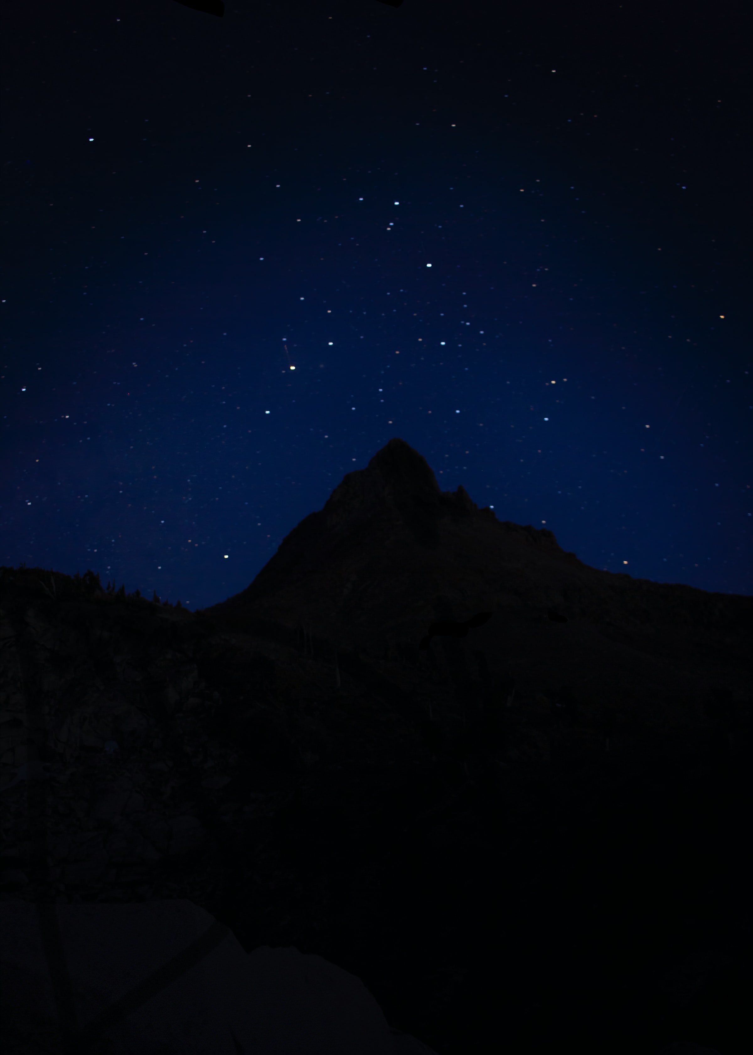 Descarga gratis la imagen Noche, Silueta, Montañas, Estrellas, Oscuro, Cielo Estrellado en el escritorio de tu PC