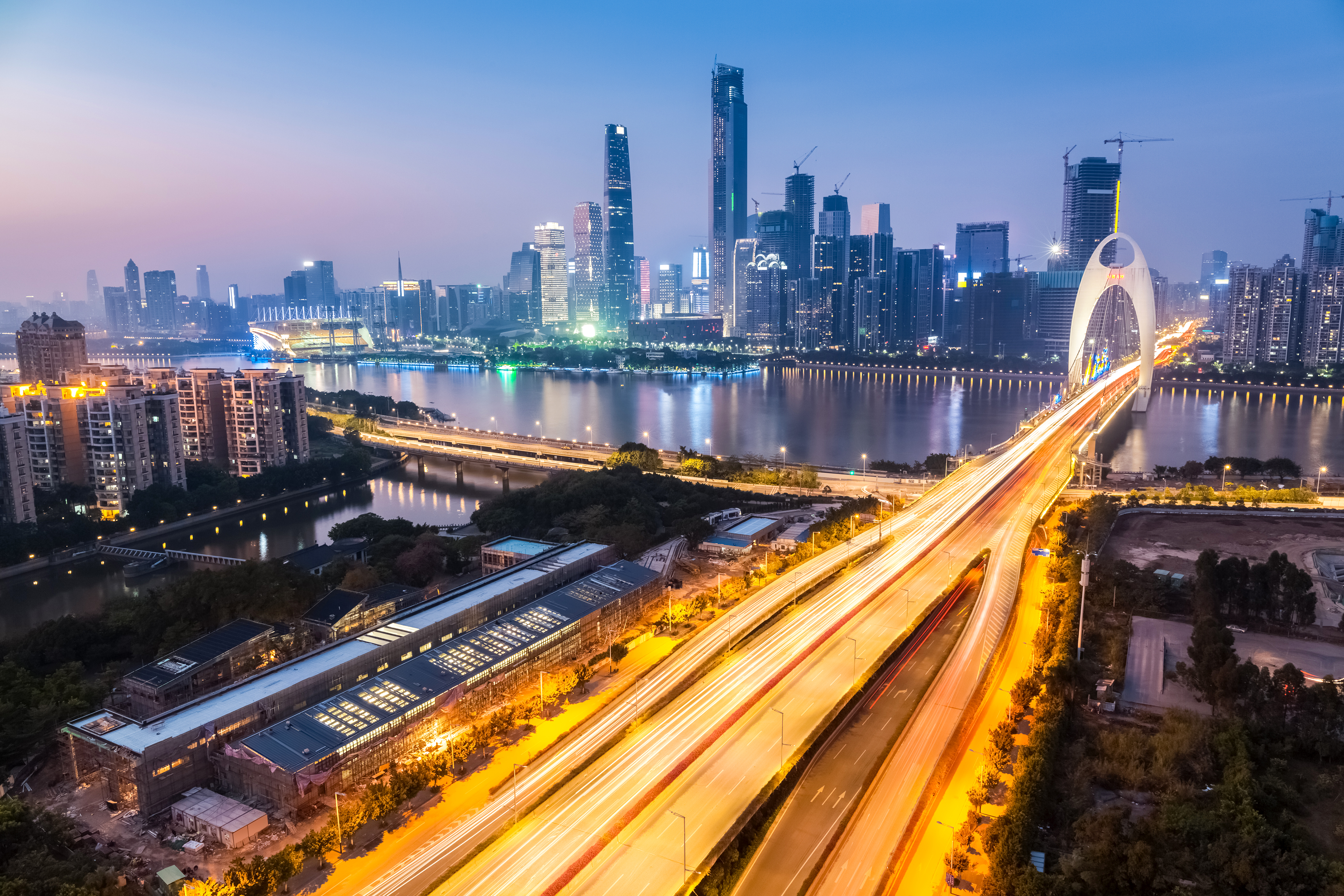 man made, guangzhou, building, china, city, cityscape, night, river, skyscraper, time lapse, cities