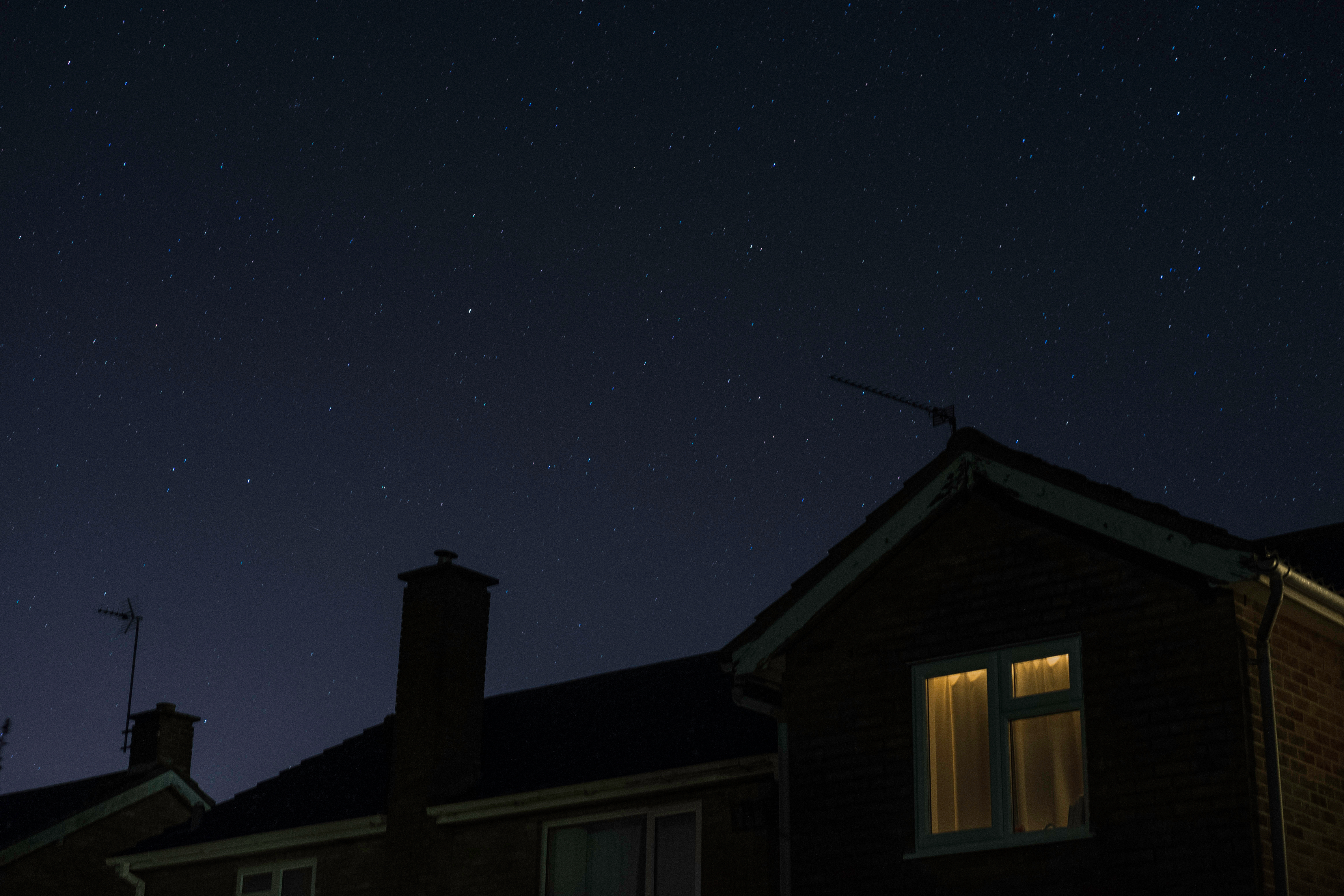 Full HD Wallpaper night, dark, window, starry sky