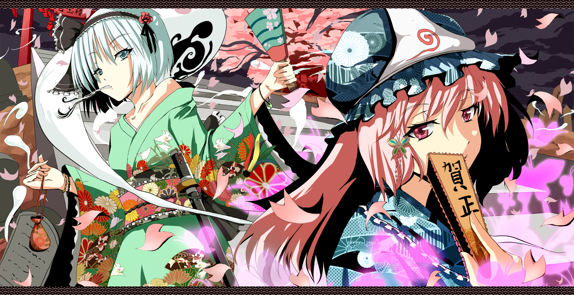 Download mobile wallpaper Anime, Touhou, Youmu Konpaku, Yuyuko Saigyouji for free.