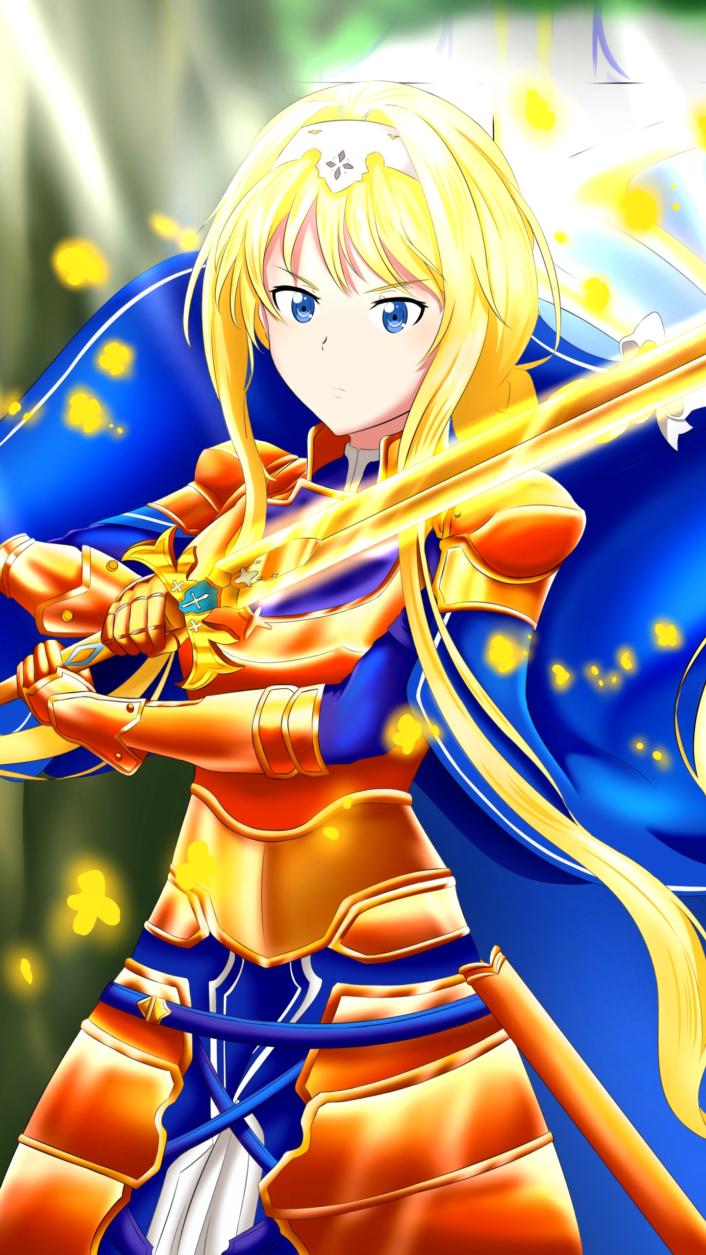 Download mobile wallpaper Anime, Sword Art Online, Blonde, Armor, Sword, Blue Eyes, Alice Zuberg, Sword Art Online: Alicization for free.