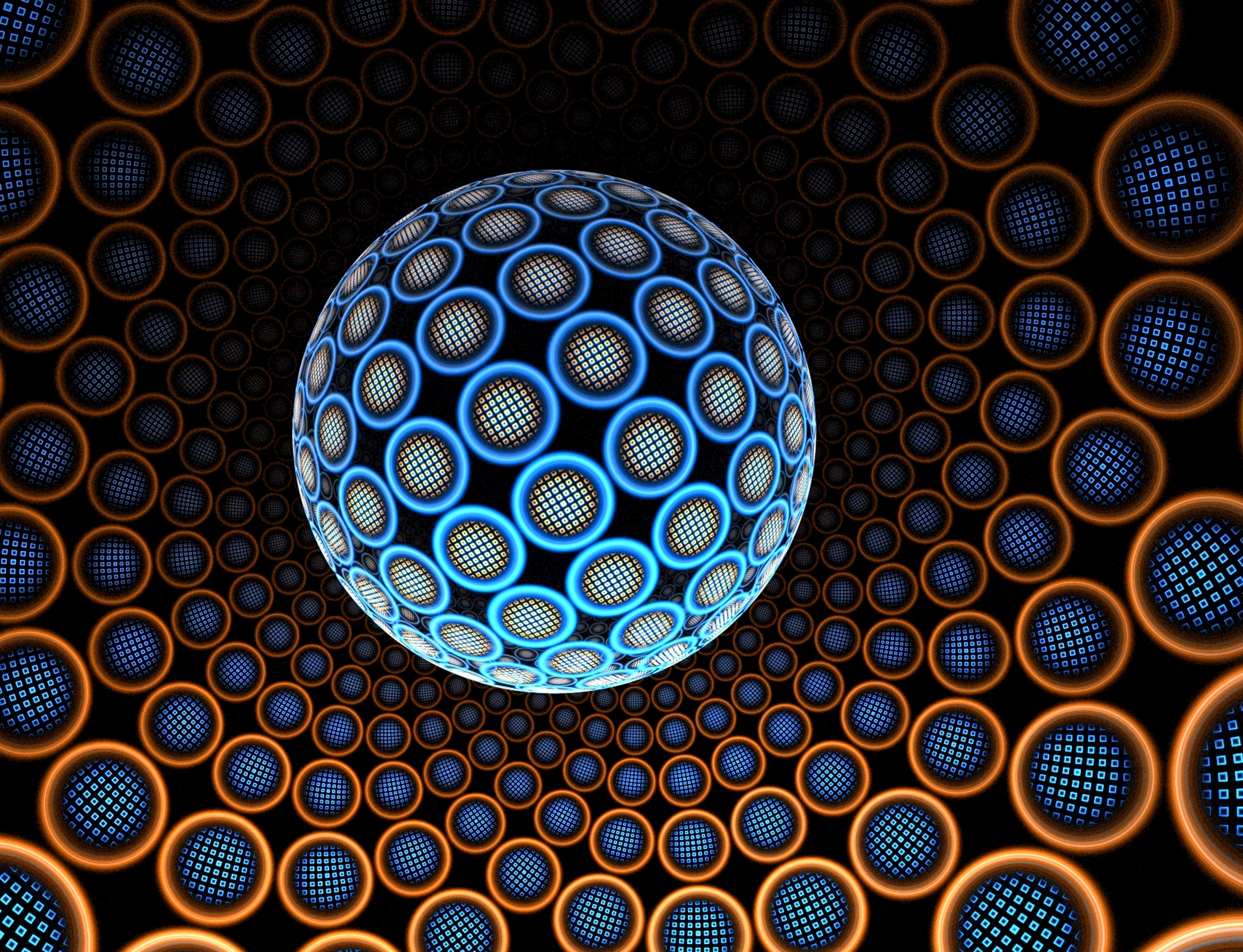 balls, spheres, abstract, fractal, glow, sphere