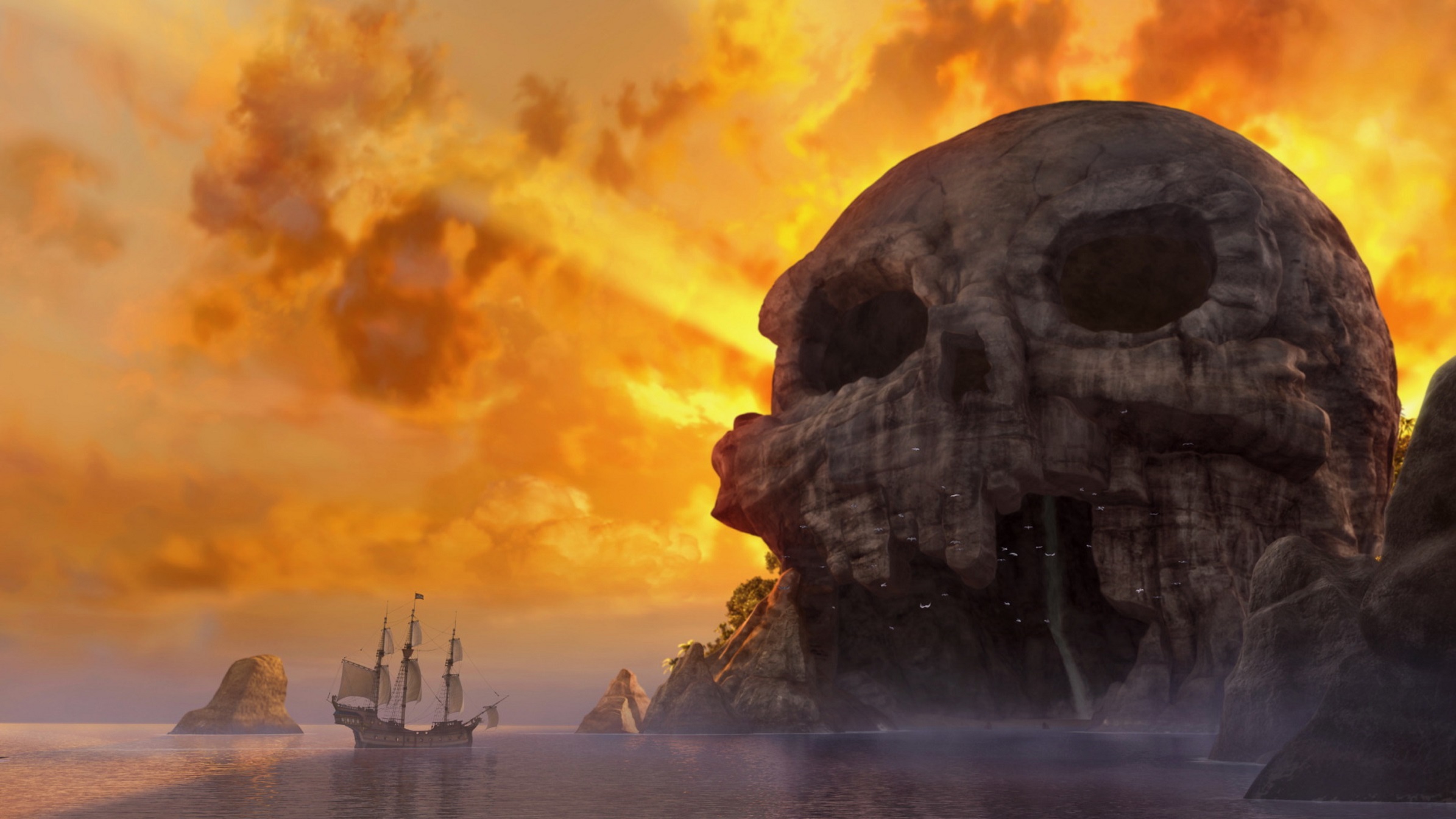 818257 скачать обои кино, феи: загадка пиратского острова, пиратский корабль, череп - заставки и картинки бесплатно