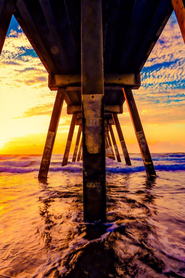 Download mobile wallpaper Water, Sky, Pier, Bridge, Man Made for free.