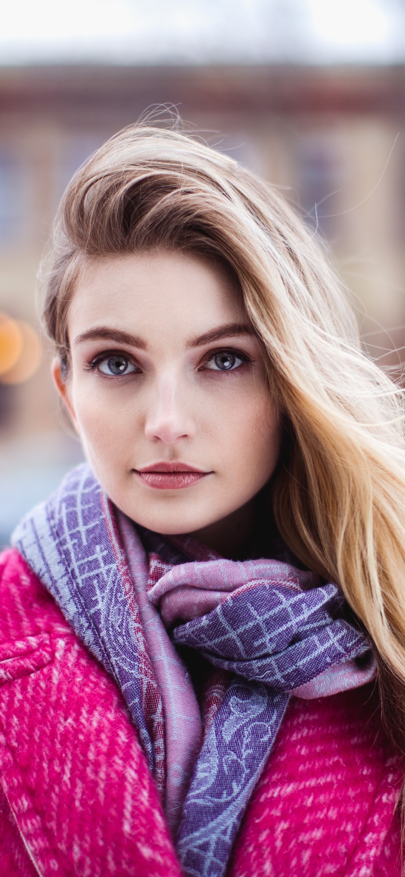 Download mobile wallpaper Blonde, Model, Women, Scarf, Blue Eyes for free.