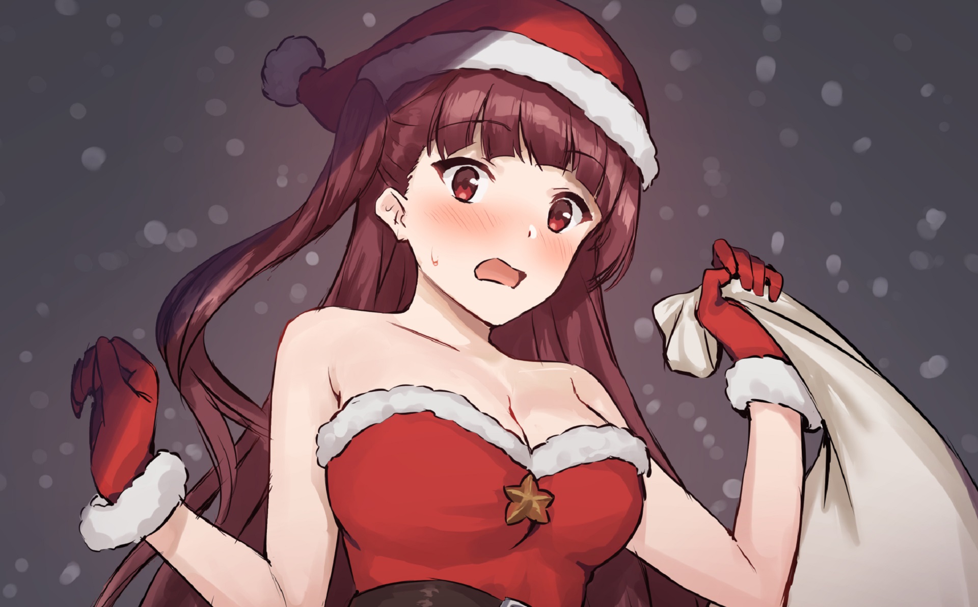 Laden Sie das Weihnachten, Animes, Weihnachtsmütze-Bild kostenlos auf Ihren PC-Desktop herunter