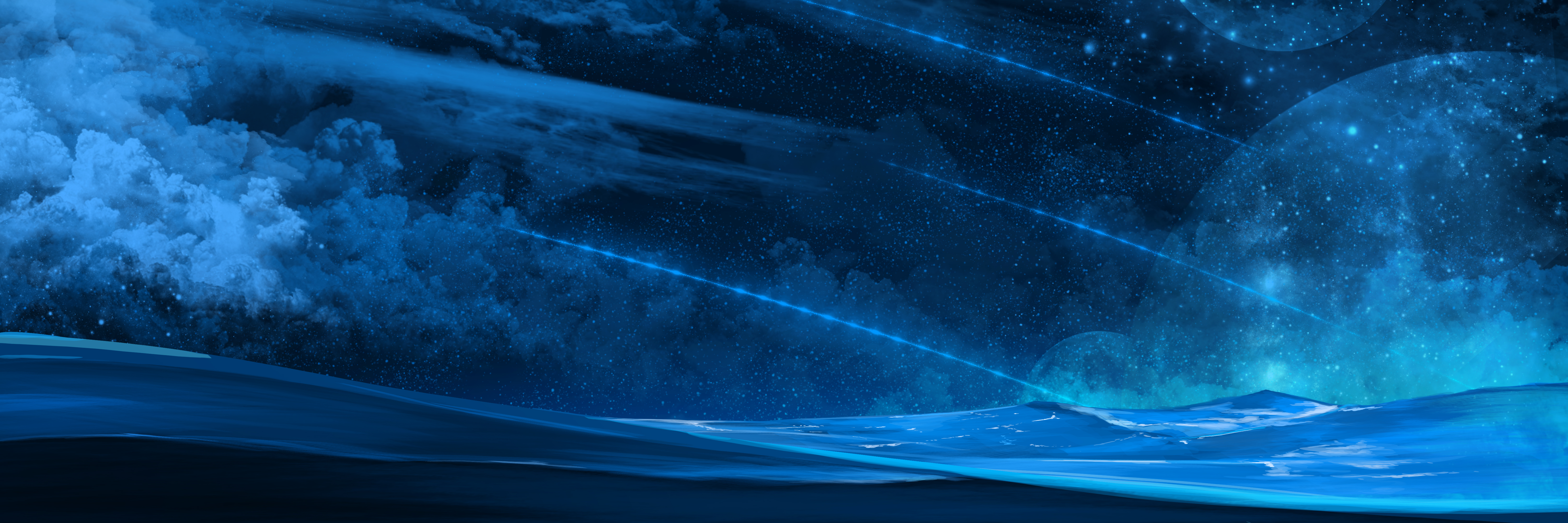 Free download wallpaper Sky, Stars, Ocean, Artistic, Cloud on your PC desktop