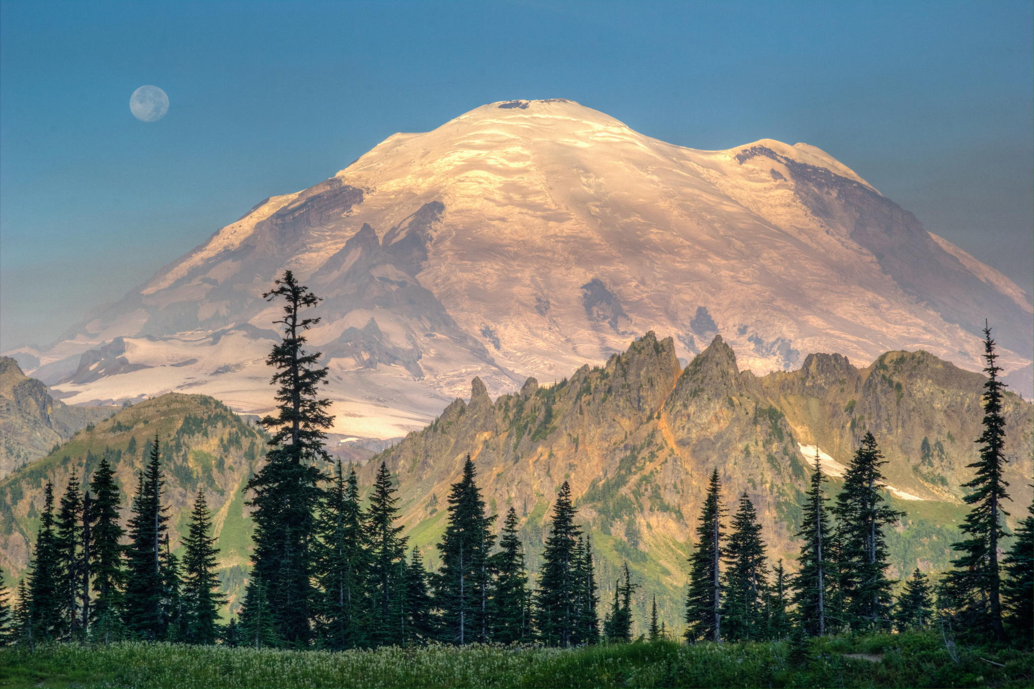 Free download wallpaper Landscape, Nature, Mountains, Moon, Mountain, Tree, Earth on your PC desktop