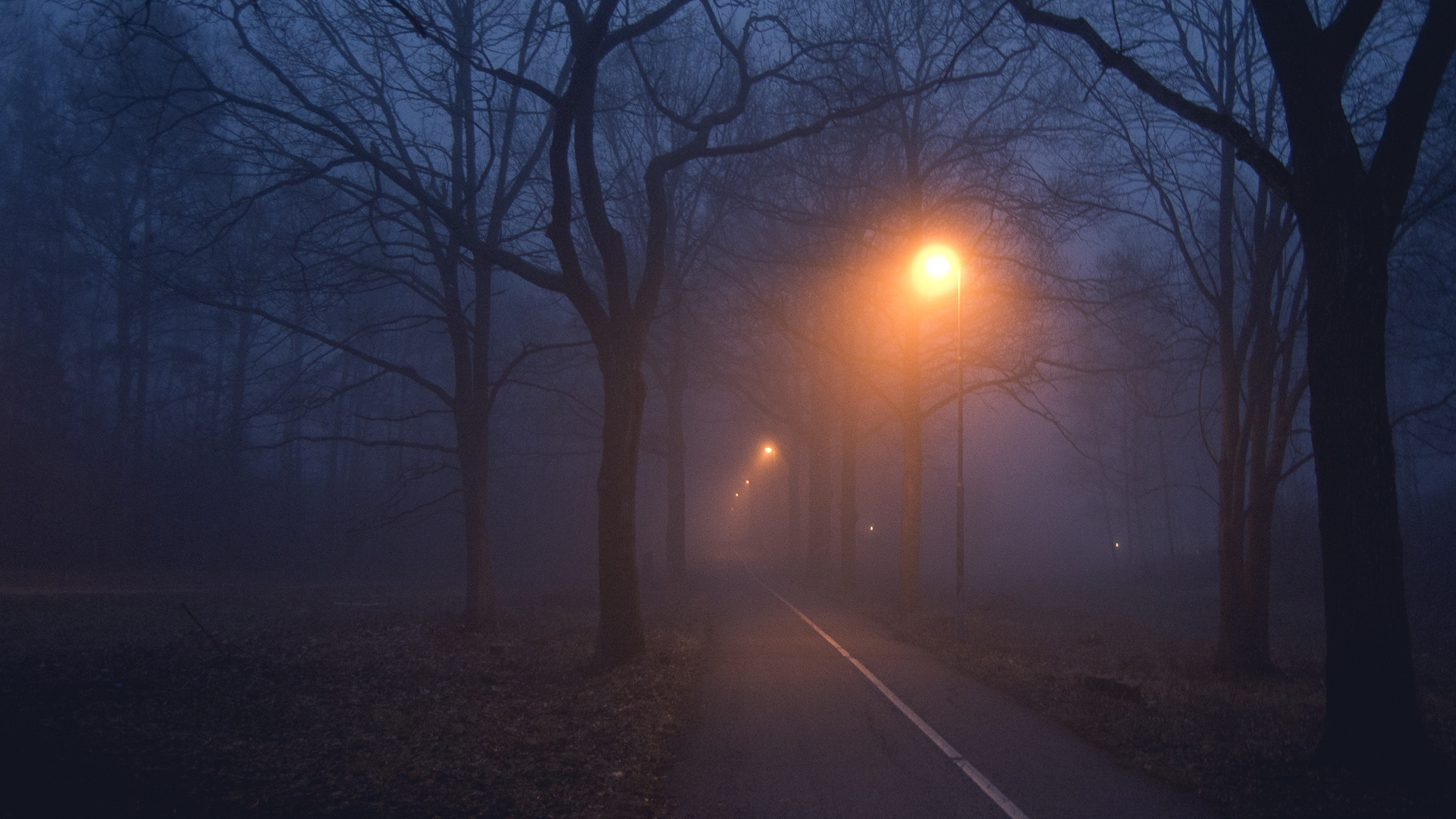 752555 descargar imagen hecho por el hombre, carretera, niebla, noche, luz de la calle: fondos de pantalla y protectores de pantalla gratis