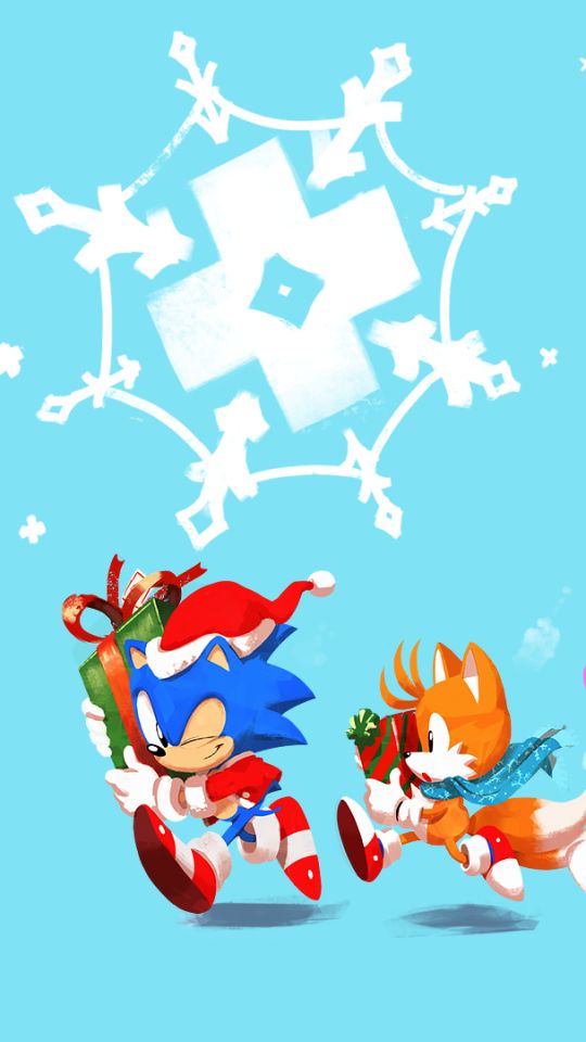 Handy-Wallpaper Weihnachten, Fernsehserien, Sonic, Miles 'tails' Prower, Klassischer Sonic, Klassische Schwänze, Sonic The Hedgehog, Sonic Mania Adventures kostenlos herunterladen.