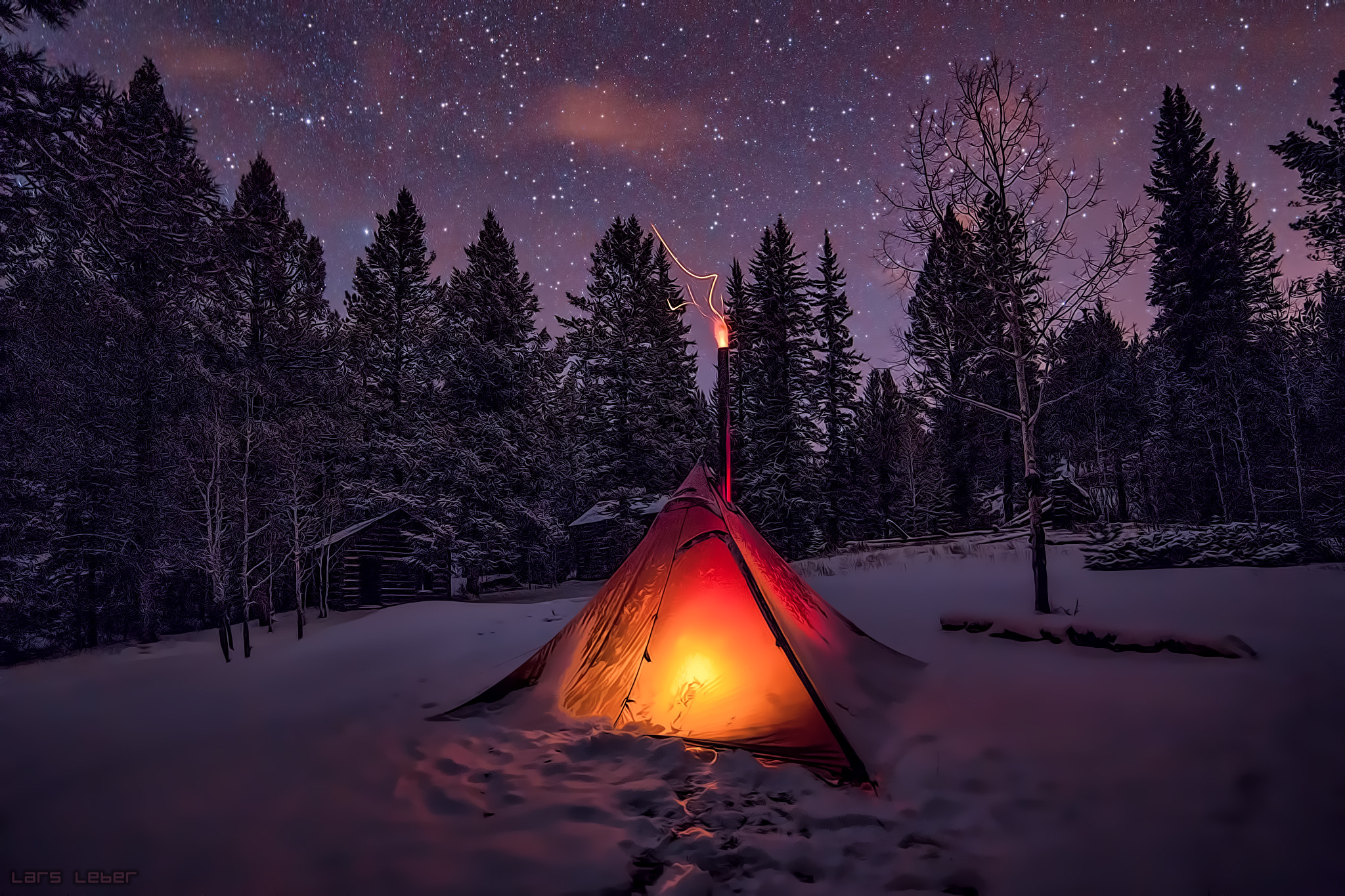 869919壁紙のダウンロード写真撮影, 冬, キャンプ, 森, 光, 夜, 雪, 星空, 出演者, テント-スクリーンセーバーと写真を無料で