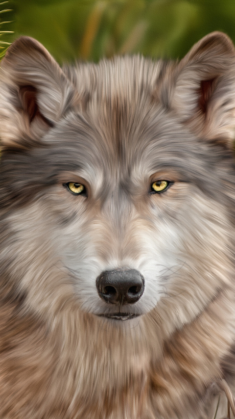 無料モバイル壁紙動物, オオカミ, 狼, 油絵をダウンロードします。
