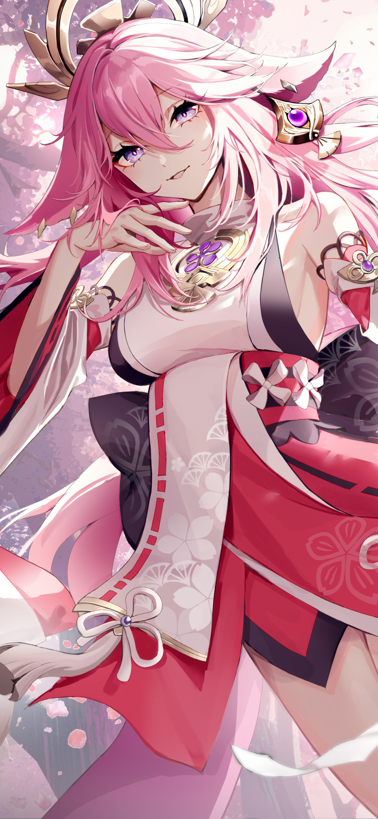 Download mobile wallpaper Pink Hair, Video Game, Genshin Impact, Yae Miko Guuji (Genshin Impact) for free.