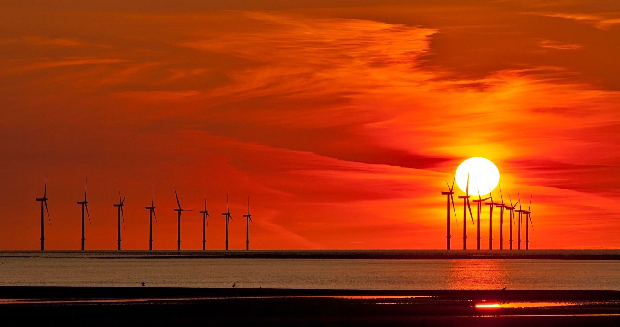 man made, wind turbine, sunset