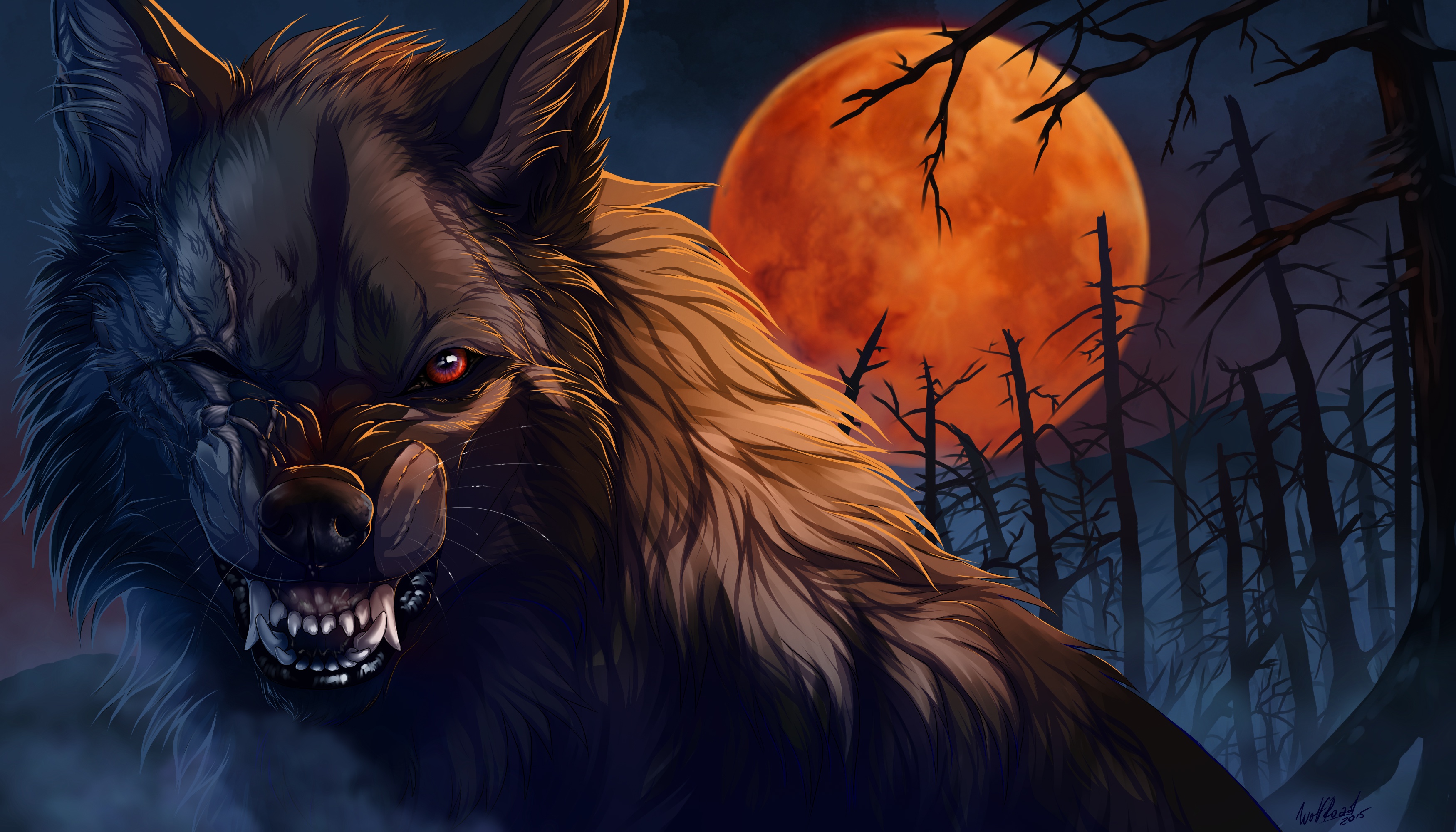 Download mobile wallpaper Night, Moon, Dark, Werewolf for free.