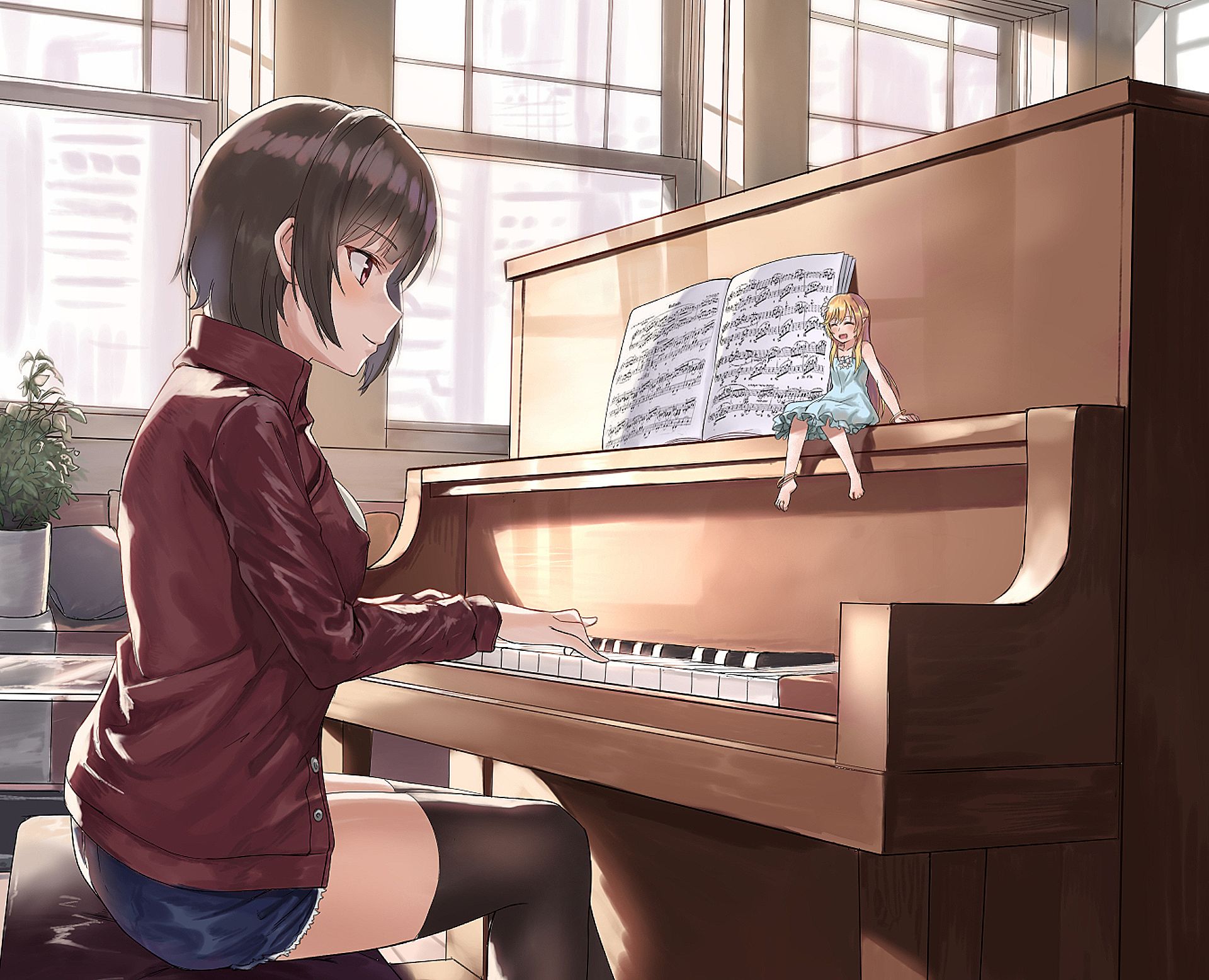 Free download wallpaper Music, Anime, Piano on your PC desktop